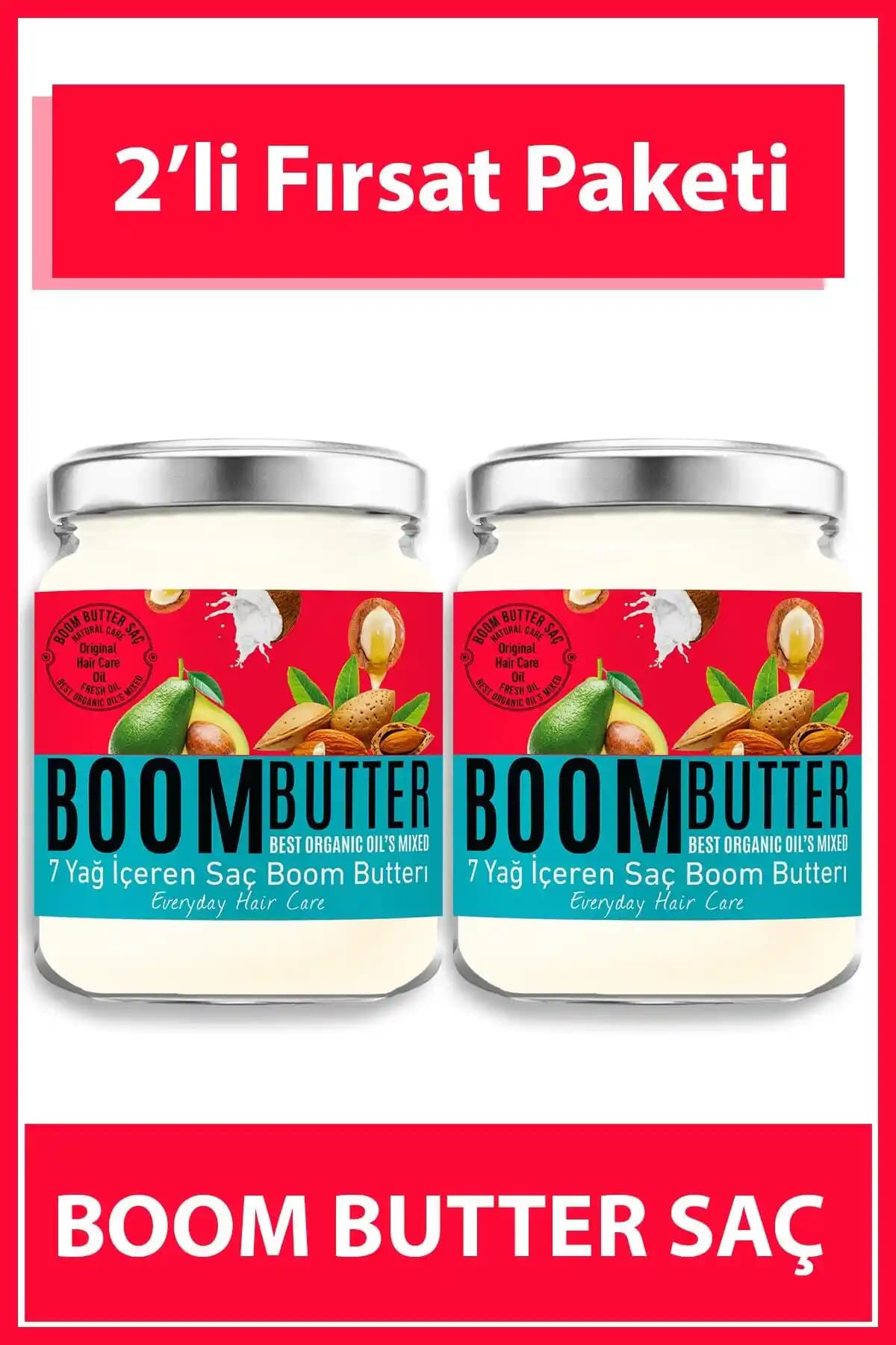 BOOM BUTTER Saç Bakım Yağı İkili Paket Doğal ve Etkili Saç Bakım Çözümü