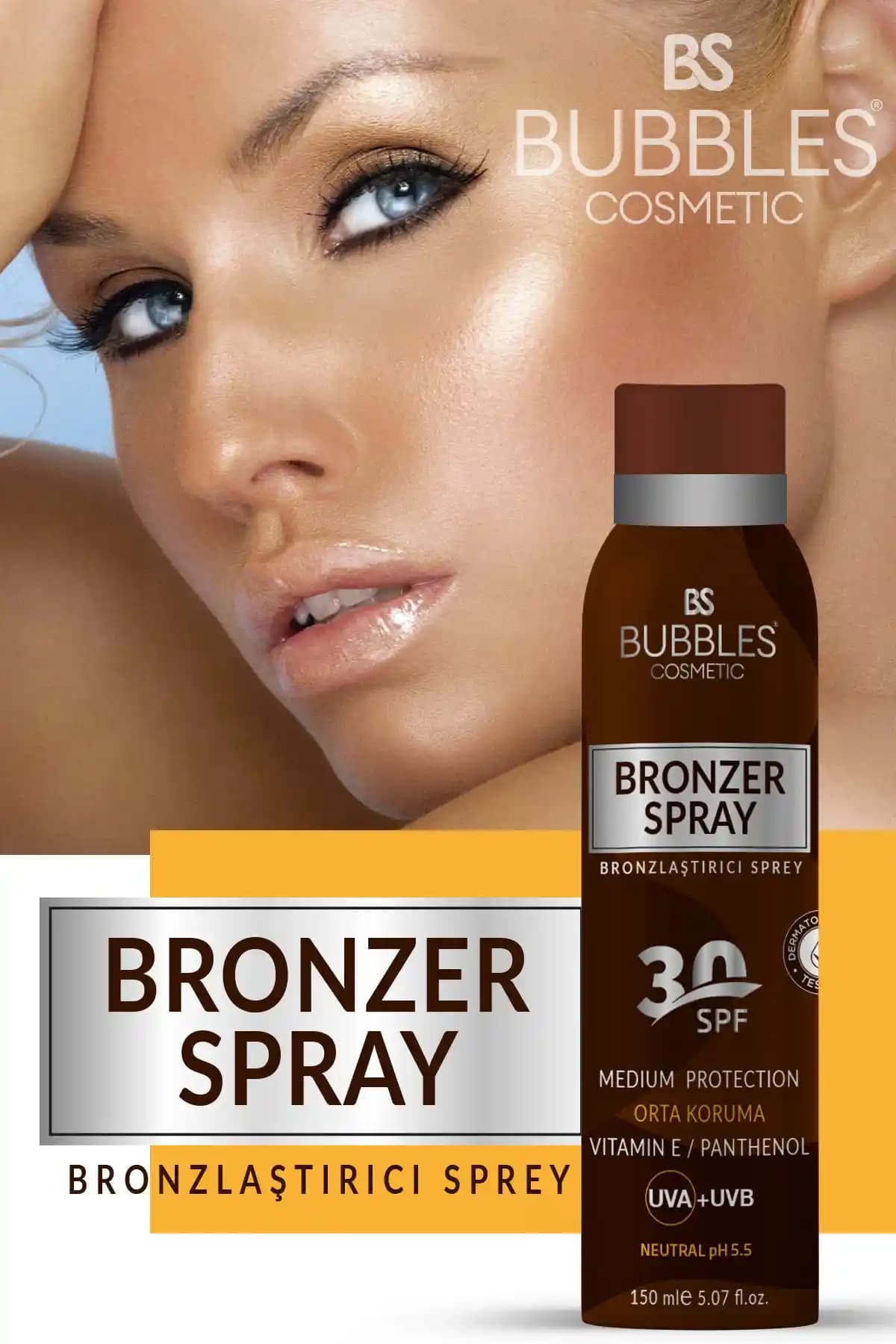 BS Bubbles Cosmetic Yoğun Bronzlaştırıcı Sprey ile Doğal ve Sağlıklı Bronzluk Elde Edin