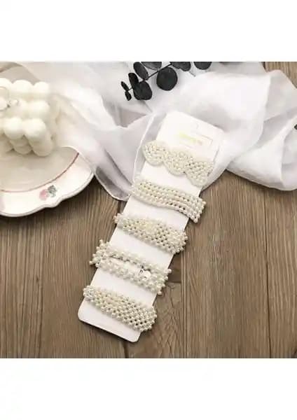 Çelik Online 5'li İnci Model Yan Çıt Çıt Saç Tokası Takımı Kadınlar İçin Şık ve Dayanıklı Aksesuar