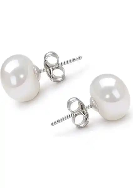 Chavin 8-9 mm Gerçek İnci Gümüş Küpe Zarif ve Doğal Tasarım