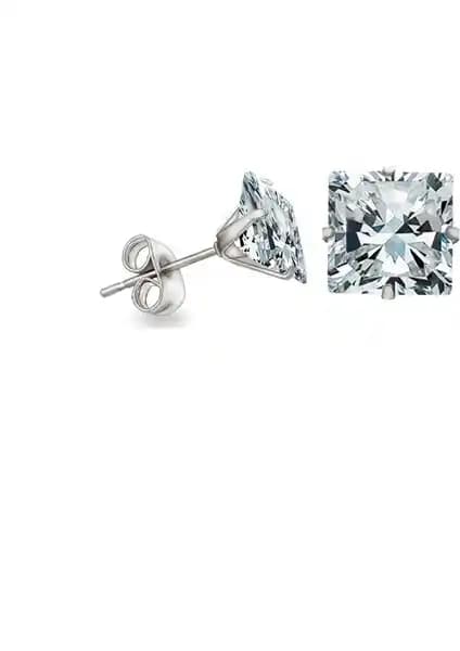 Chavin Gü<müş> 3 mm Kare Tek Taş Zirkon Küpe Modern ve Zarif Tasarım