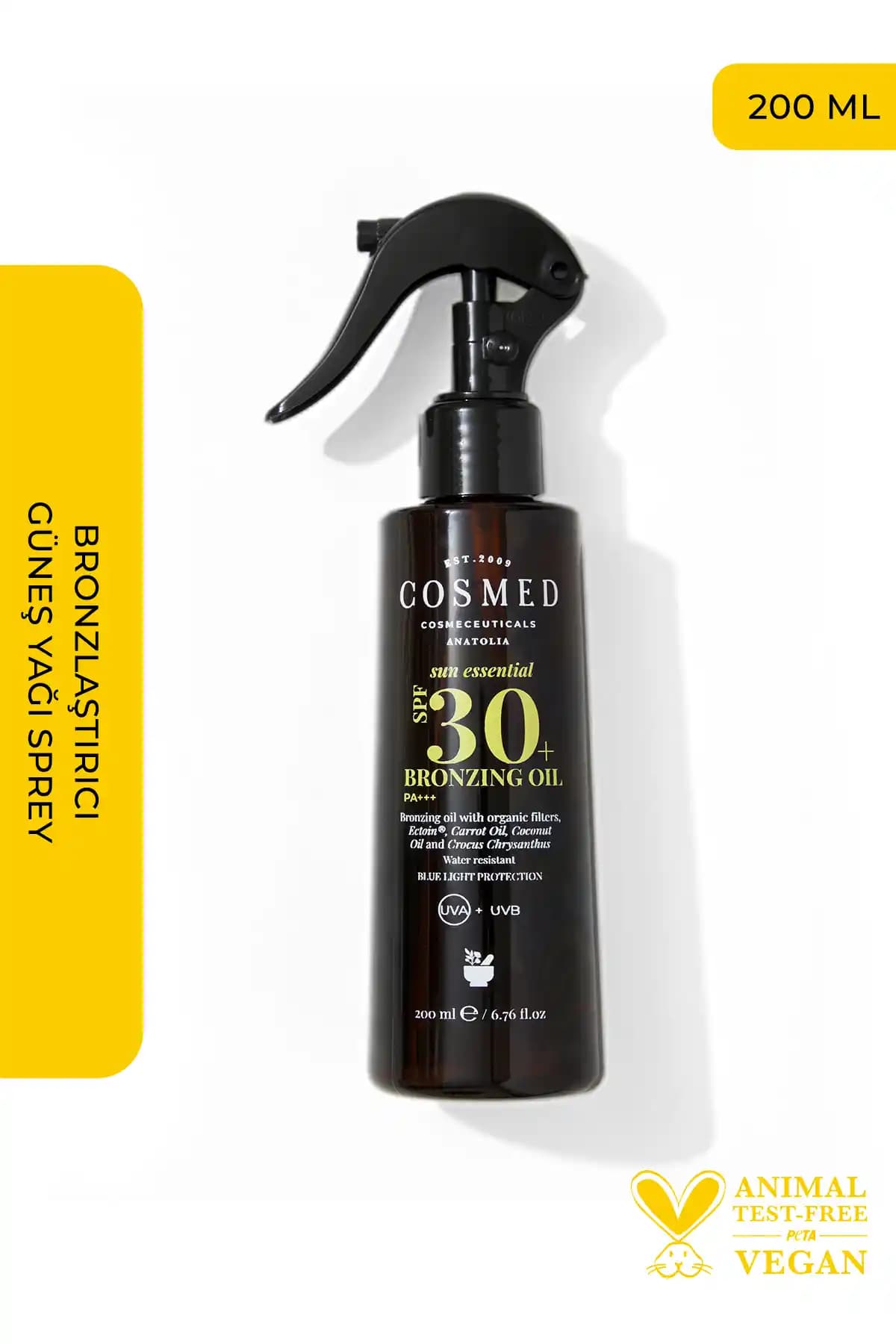 COSMED Bronzlaştırıcı Güneş Yağı Sprey SPF 30 ile Güçlü Koruma ve Doğal Bronzluk Sağlayın