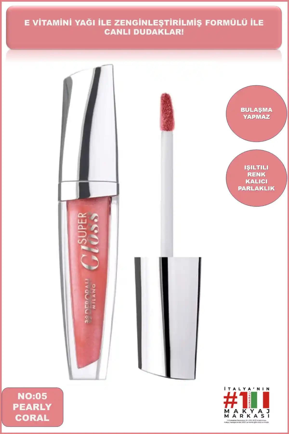 Deborah Milano No 05 Pearly Coral Super Gloss Dudak Parlatıcısı Şık ve Canlı Görünüm Sağlar
