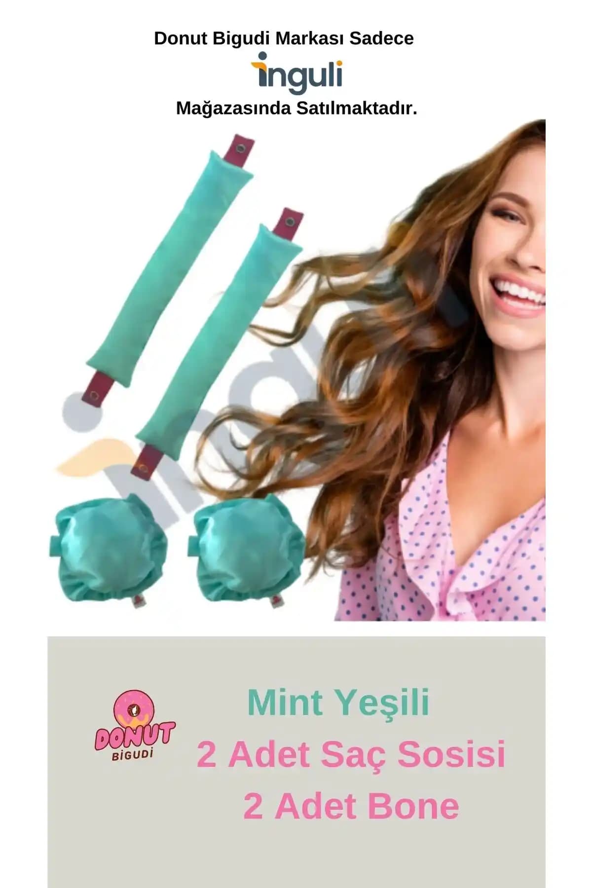 Donut Bigudi Mint 4'lü Paket Saç Şekillendirme ve Hacim Artırıcı Pratik Çözüm