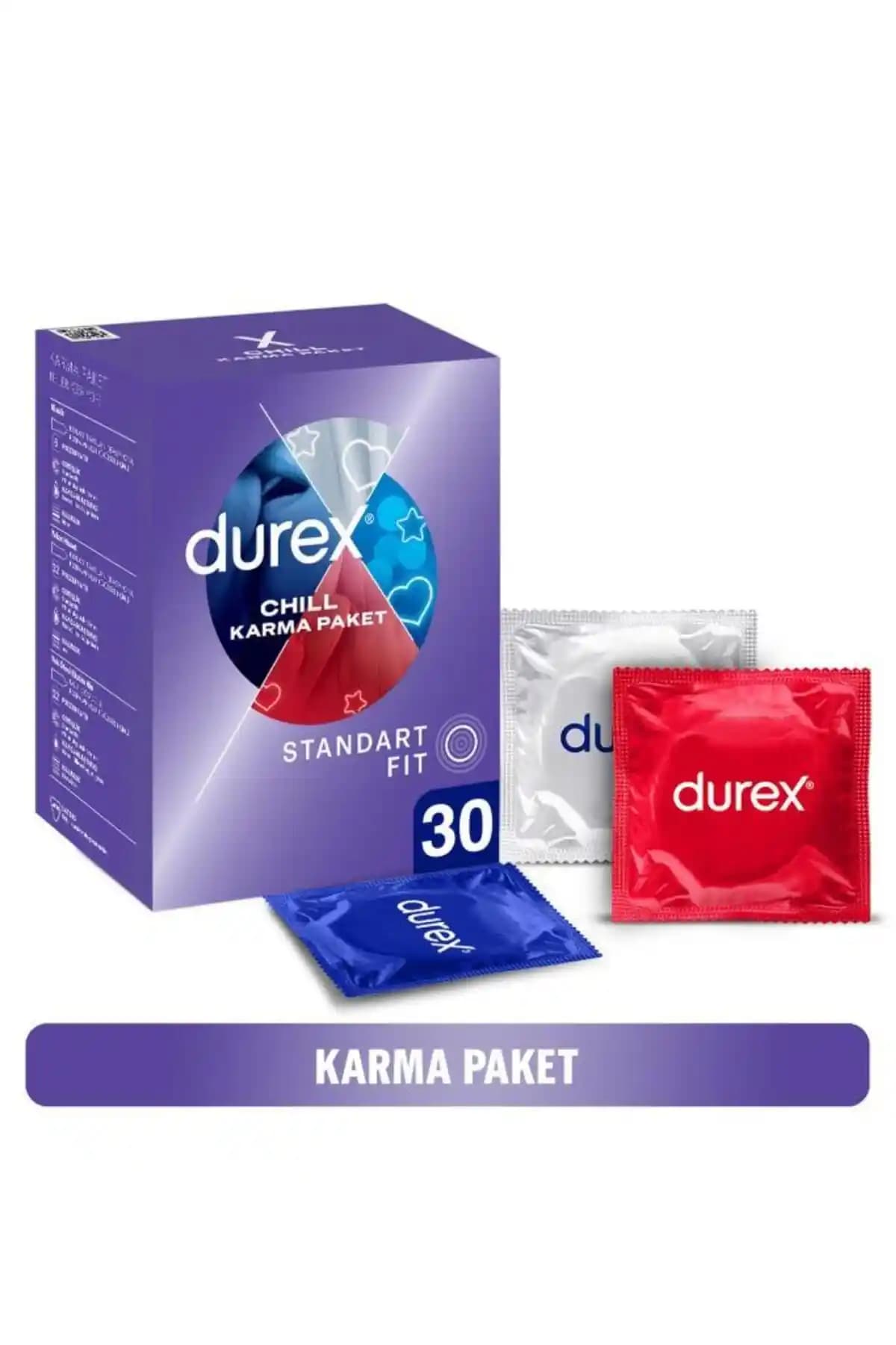 Durex Chill 30'lu Karma Paket Prezervatifleri Güvenlik ve Konfor Sunan Çeşitli Seçenekler