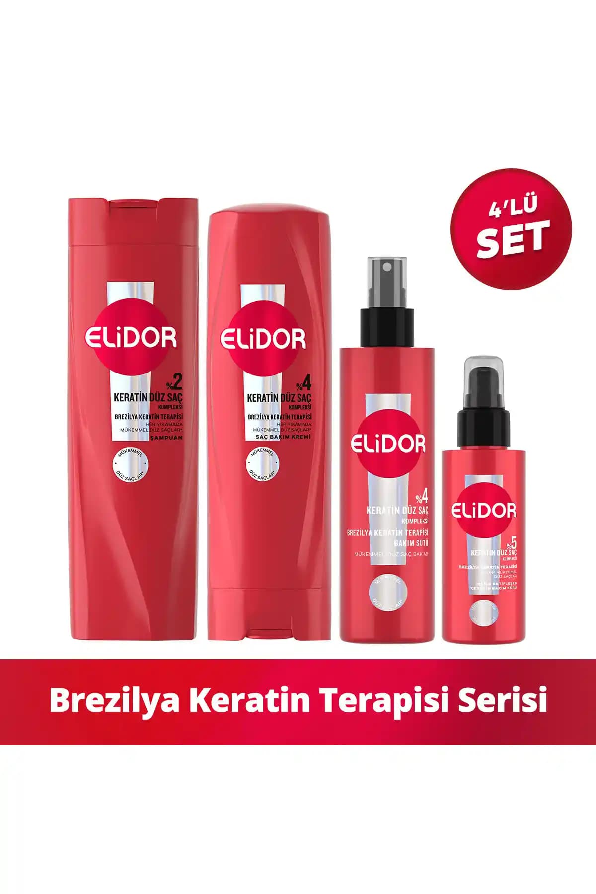 Elidor Brezilya Keratin Terapisi Saç Bakım Serisi 4'lü Set ile Sağlıklı ve Parlak Saçlar