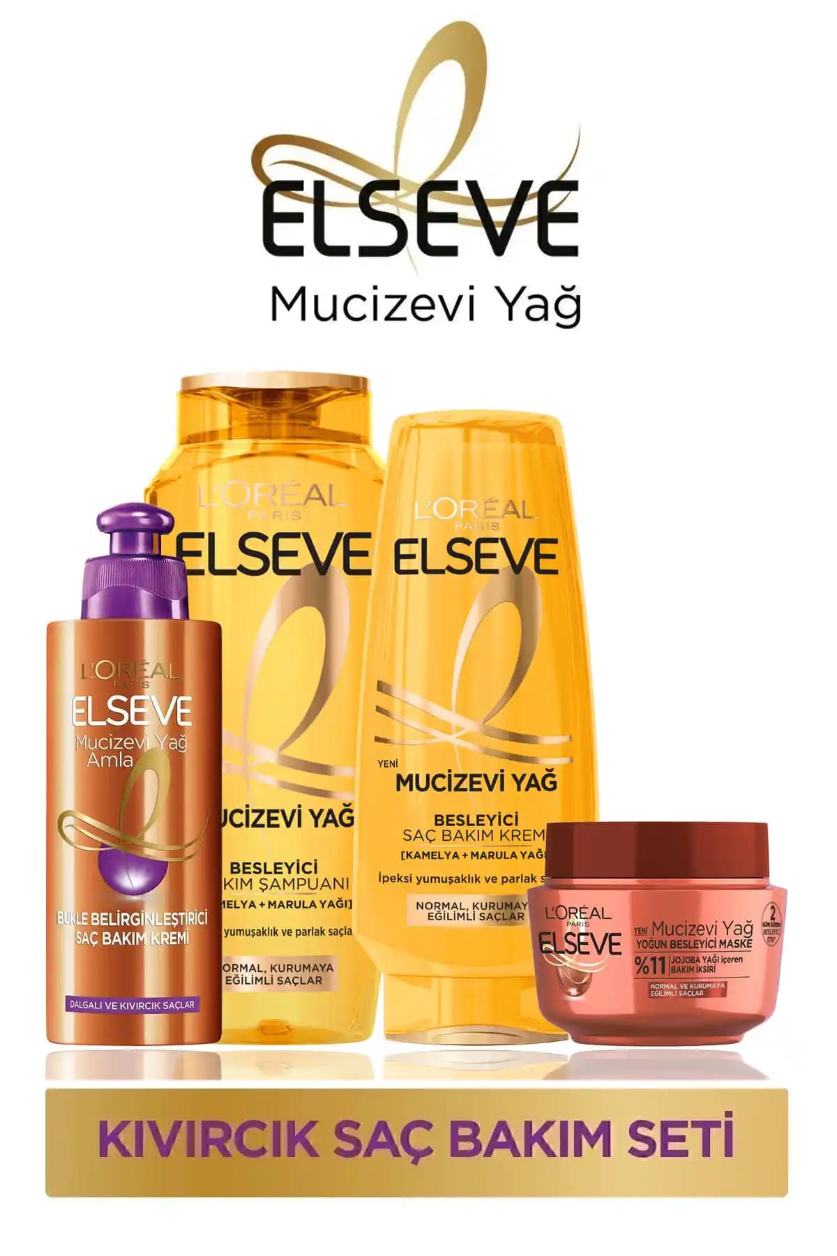 Elseve Mucizevi Yağ Saç Bakım Seti: Kuru ve Kıvırcık Saçlar İçin Güçlendirici Çözüm