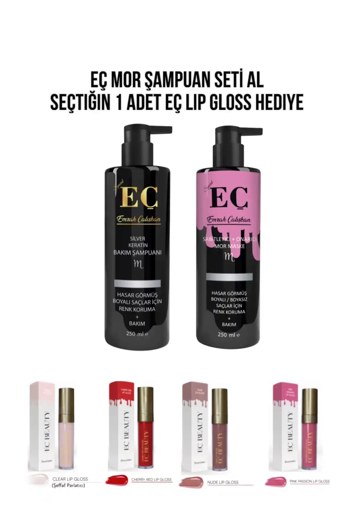 Emrah Çalışkan EÇ Mor Şampuan ve Mor Maske ile Saçlarınızda Renk Koruma ve Parlaklık Sağlama