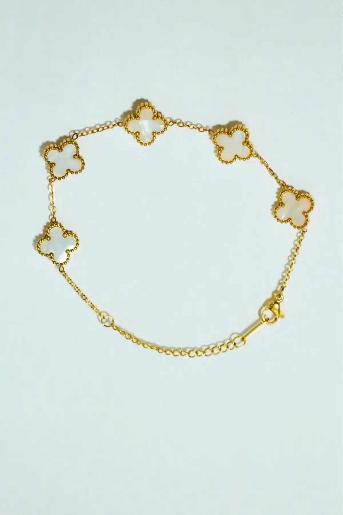 Gala Atelier Yonca Mineli Çelik Bileklik Beyaz Şıklık ve Dayanıklılık Sunar