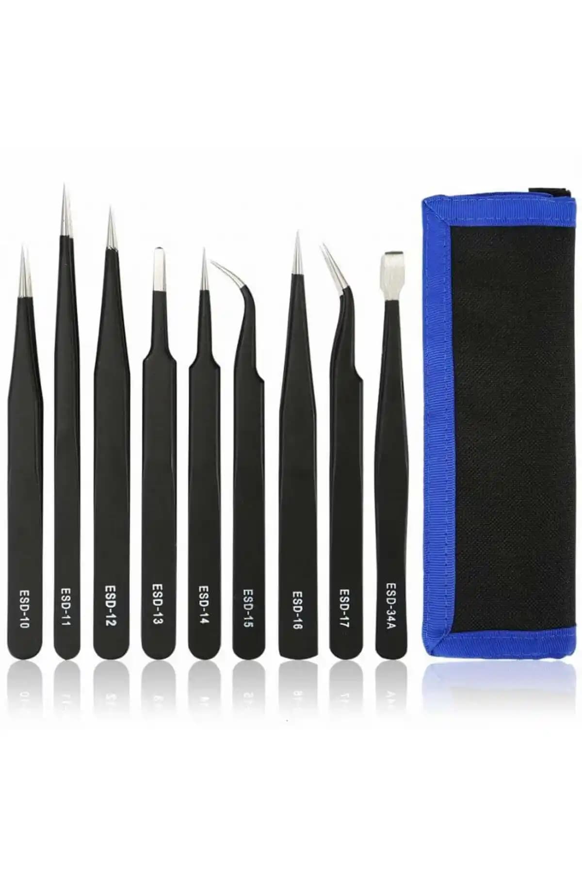 Genel Markalar Esd 9'lu Paslanmaz Çelik Anti Statik Cımbız Seti Elektronik ve Hassas İşler İçin Uygun