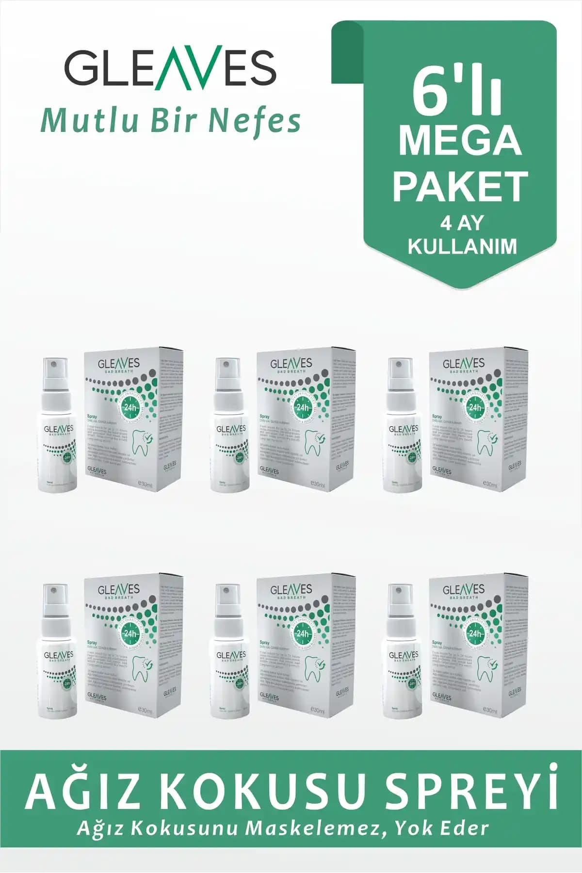Gleaves Naturals 6'lı Nefes Tazeleyici Sprey Ağız Kokusu Önleyici ve Ferahlatıcı Çözüm