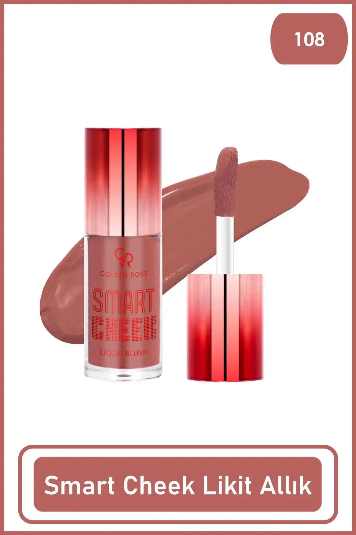 Golden Rose Smart Cheek Liquid Blusher 108 Kahverengi - Doğal ve Parlak Yanaklar İçin