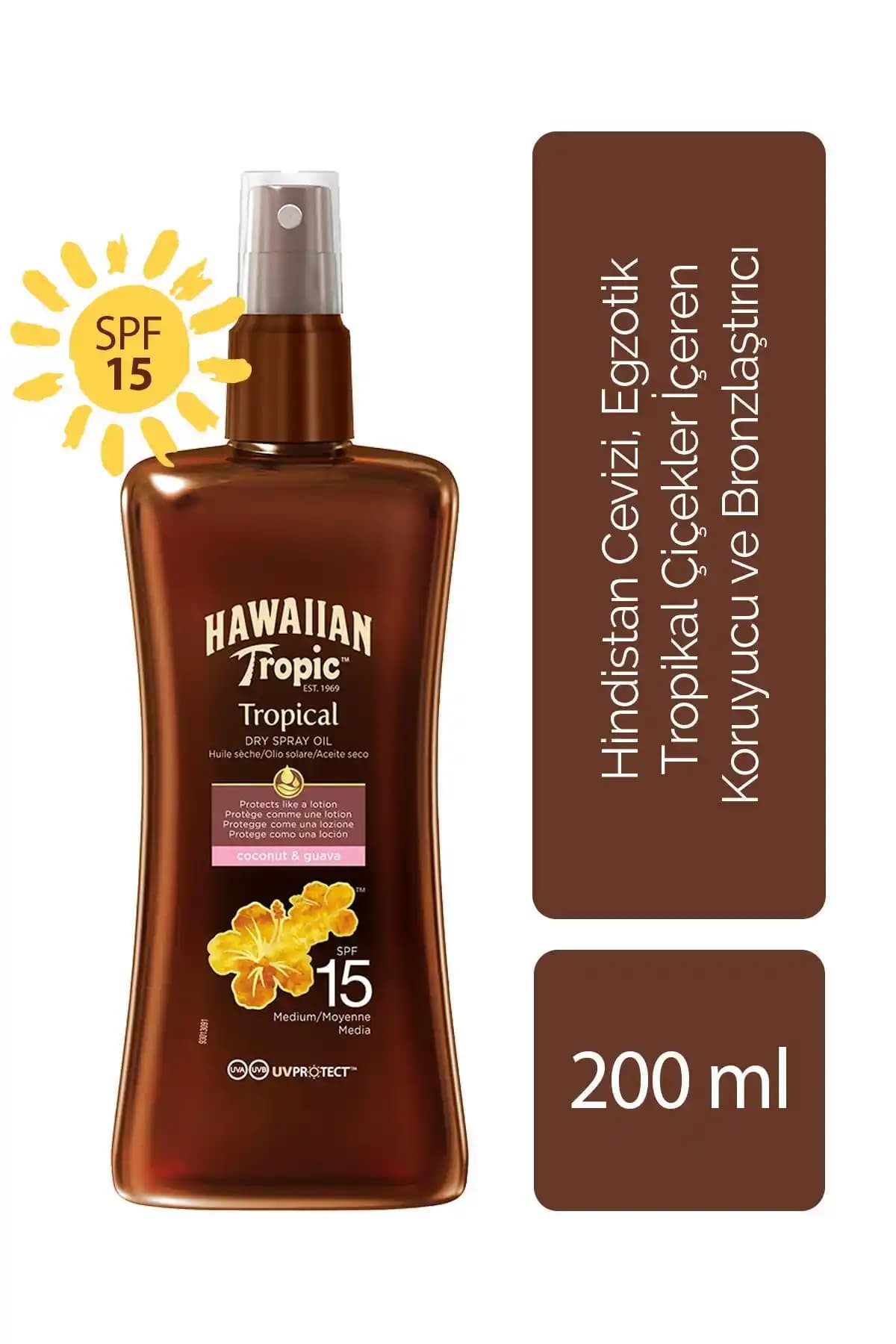 Hawaiian Tropic Güneş Koruyucu ve Bronzlaştırıcı Yağ SPF 15 Yaz Ayları İçin Güvenilir Koruma