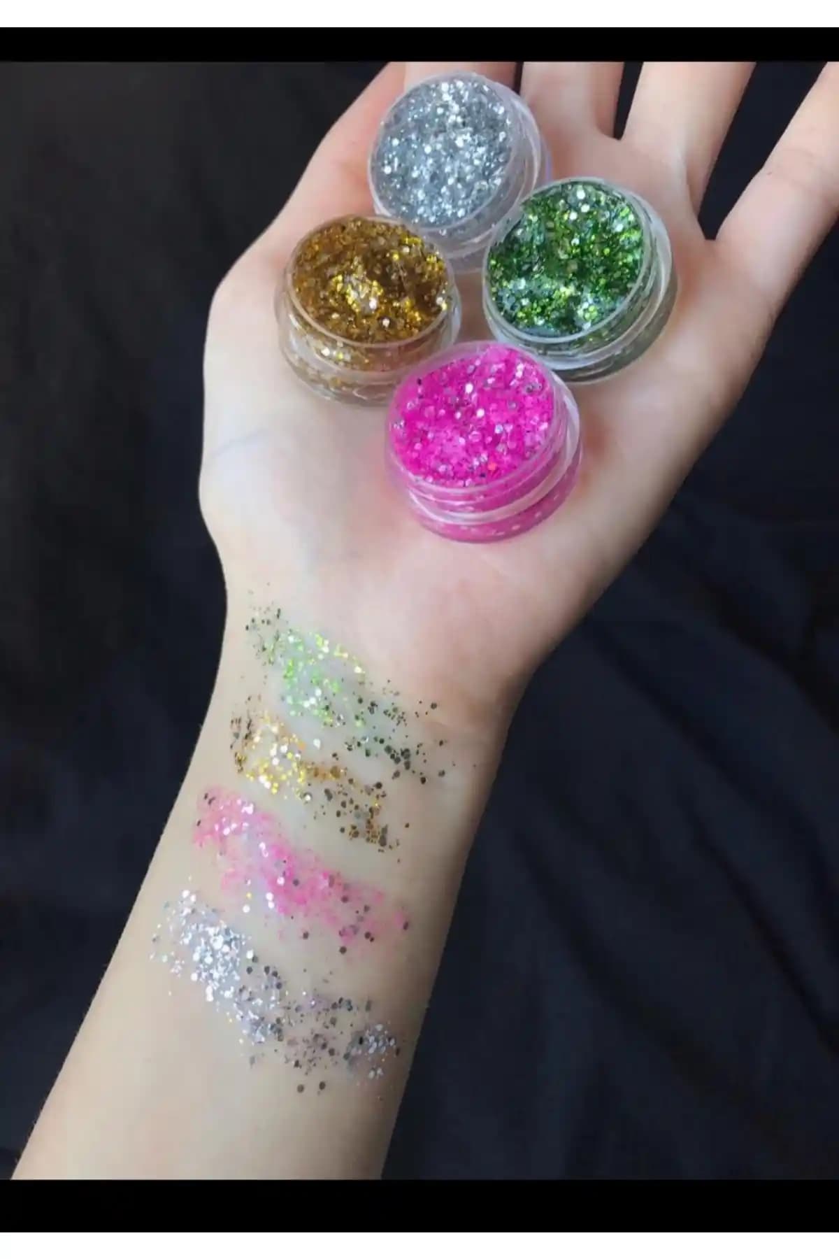 HBTasarim Glitter Far Sim Jel Far 4'lü Set: Parlak ve Çekici Göz Makyajı İçin Uygun