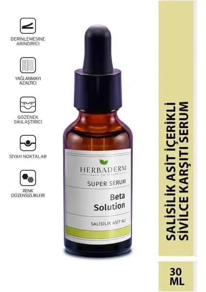 Herbaderm Serum Beta Solution Salisilik Asit %2 ile Cilt Temizliği ve Gözenek Sıkılaştırma