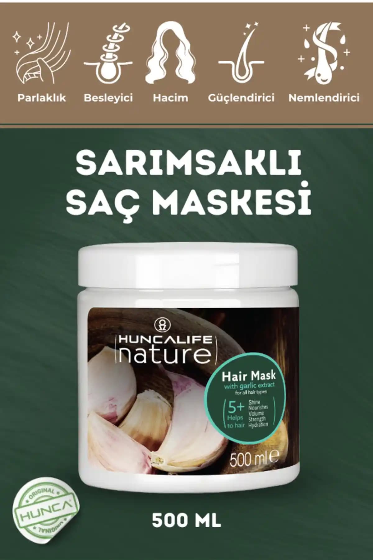 Huncalife Nature Sarımsaklı Saç Bakım Maskesi Organik İçeriğiyle Saç Sağlığını Destekler