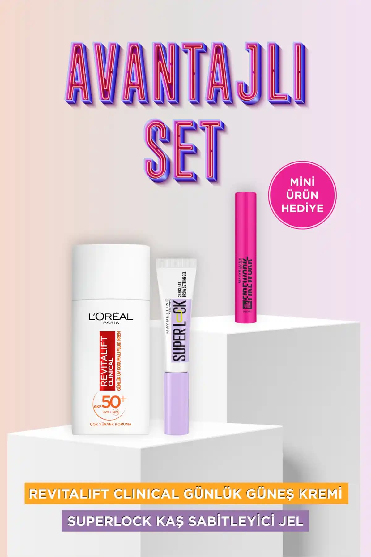 L'Oreal Paris Çok Yönlü Güzellik Seti Cilt Koruma, Kaş ve Kirpik Bakımı İçin Profesyonel Çözüm