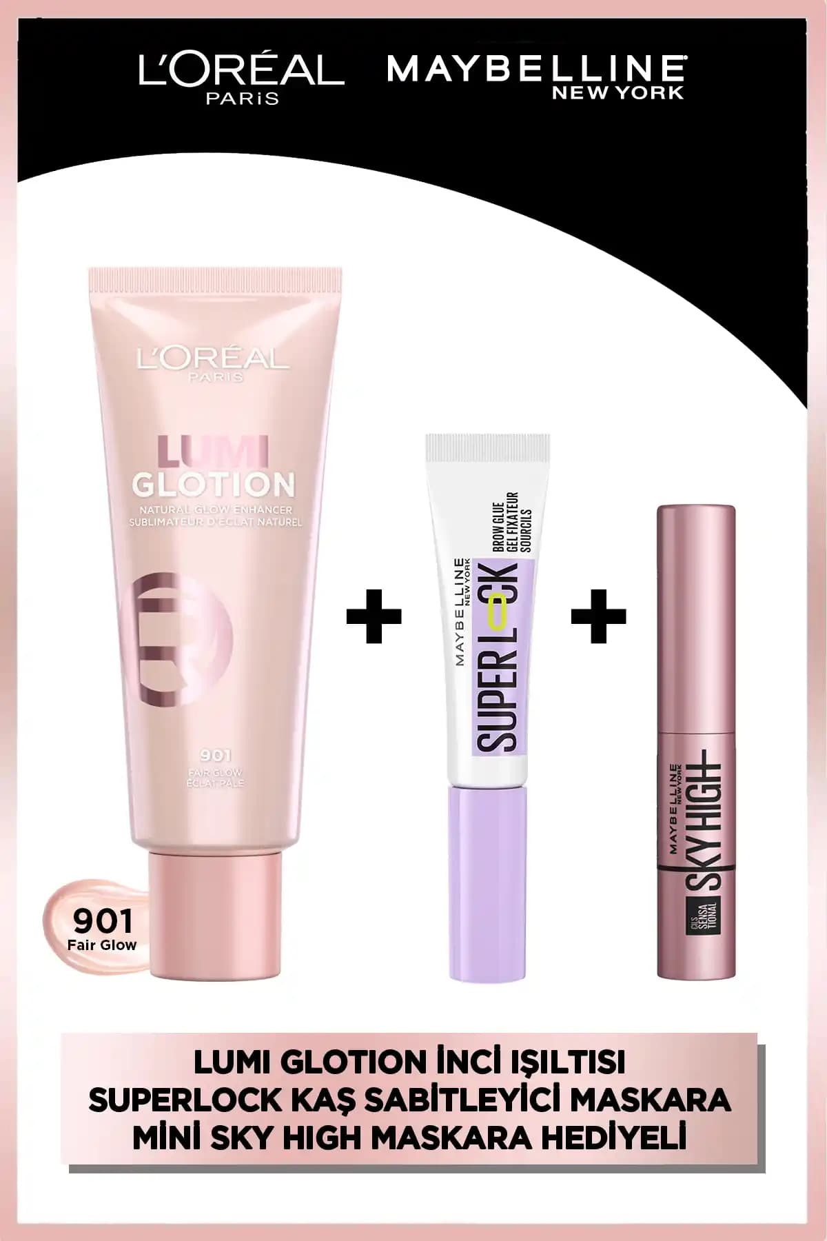 L'Oreal Paris Glotion All-in-One Makyaj Seti: Işıltı, Sabitleme ve Hacim Artırıcı Ürünler