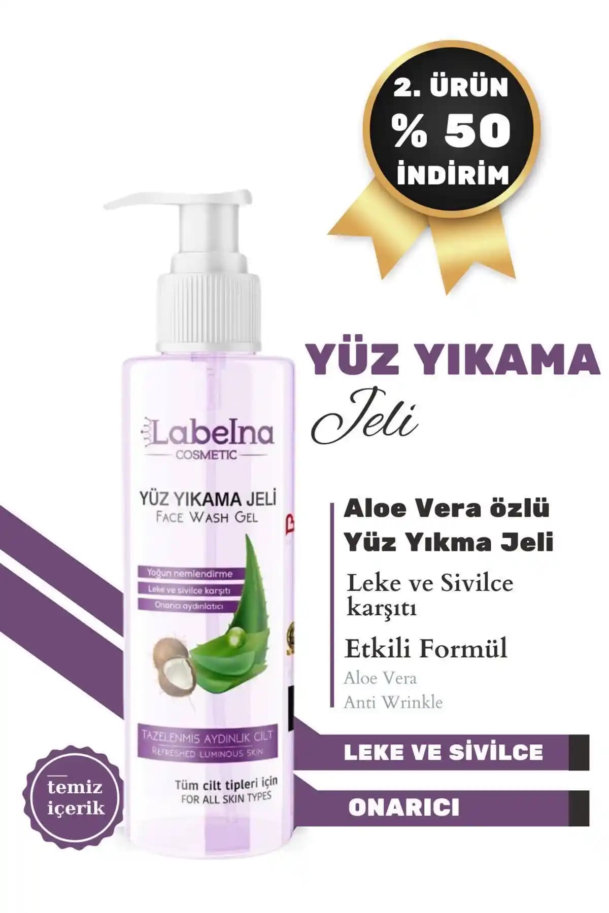 Labelna Kozmetik C Vitamini İçeren Akne ve Siyah Nokta Karşıtı Yüz Temizleme Jeli 400 ml