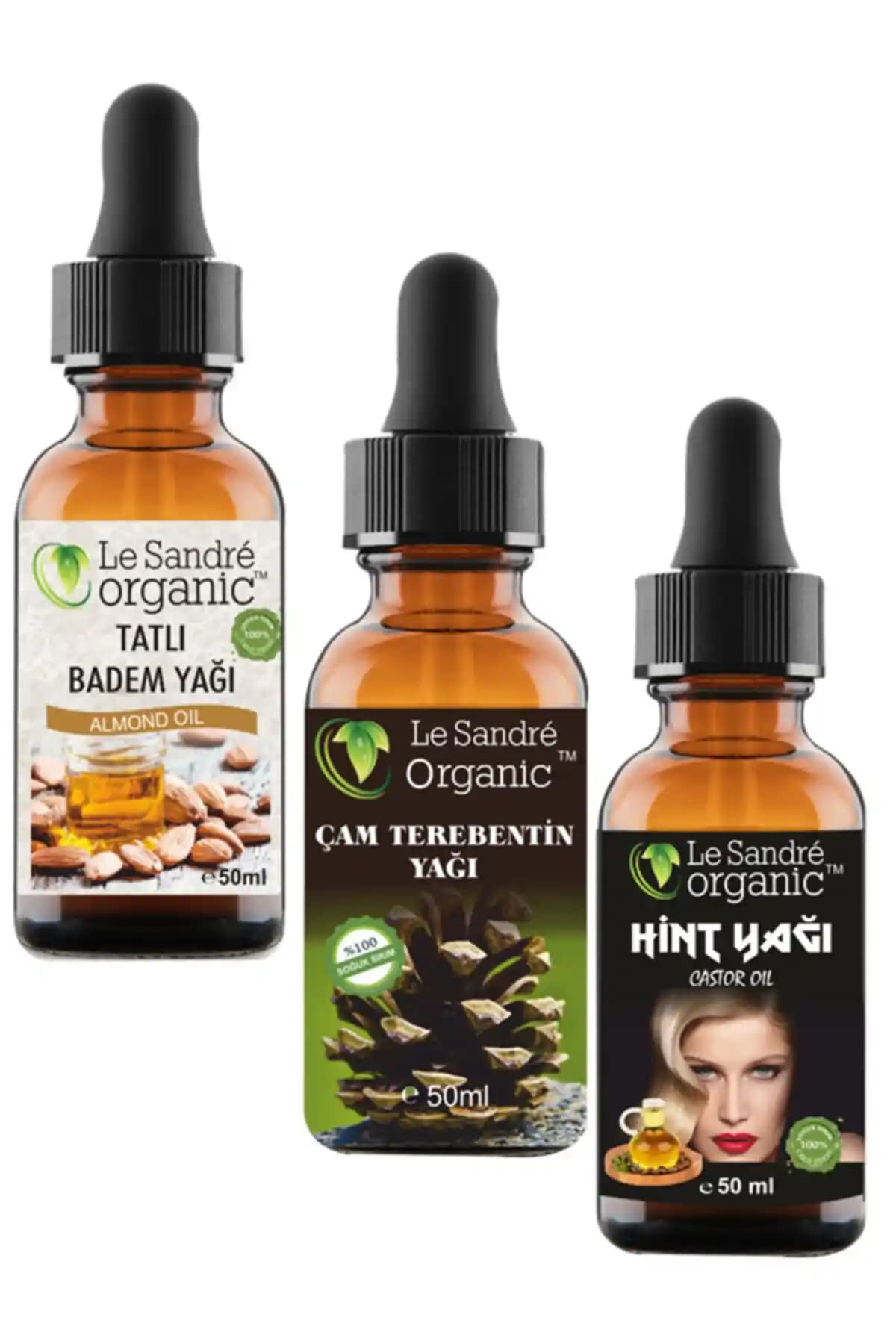 Le'Sandre Organics Doğal Saç Bakım Seti Badem, Çam Terebentin ve Hint Yağı ile Güçlenir