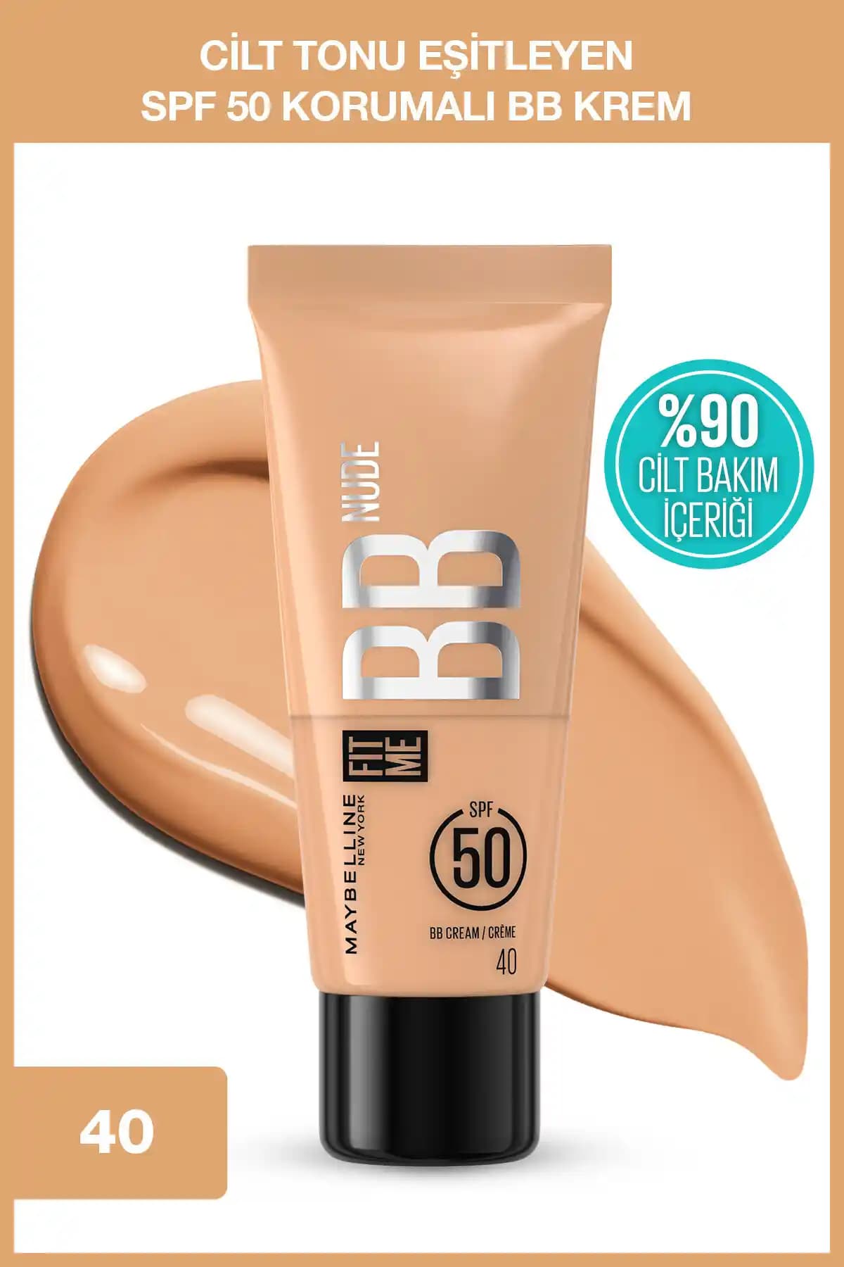 Maybelline Fit Me Nude BB Krem SPF50 ile doğal görünüm ve yüksek güneş koruması sağlayan ürün