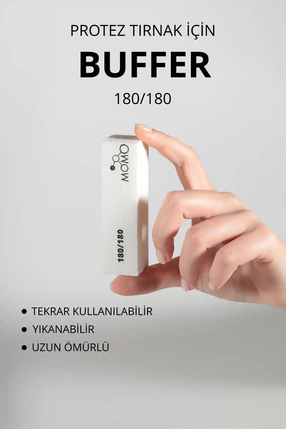 MOMO Profesyonel Tırnak Üstü Törpü Buffer 180/180 Beyaz 10 cm ile Tırnak Bakımında Etkili Çözüm