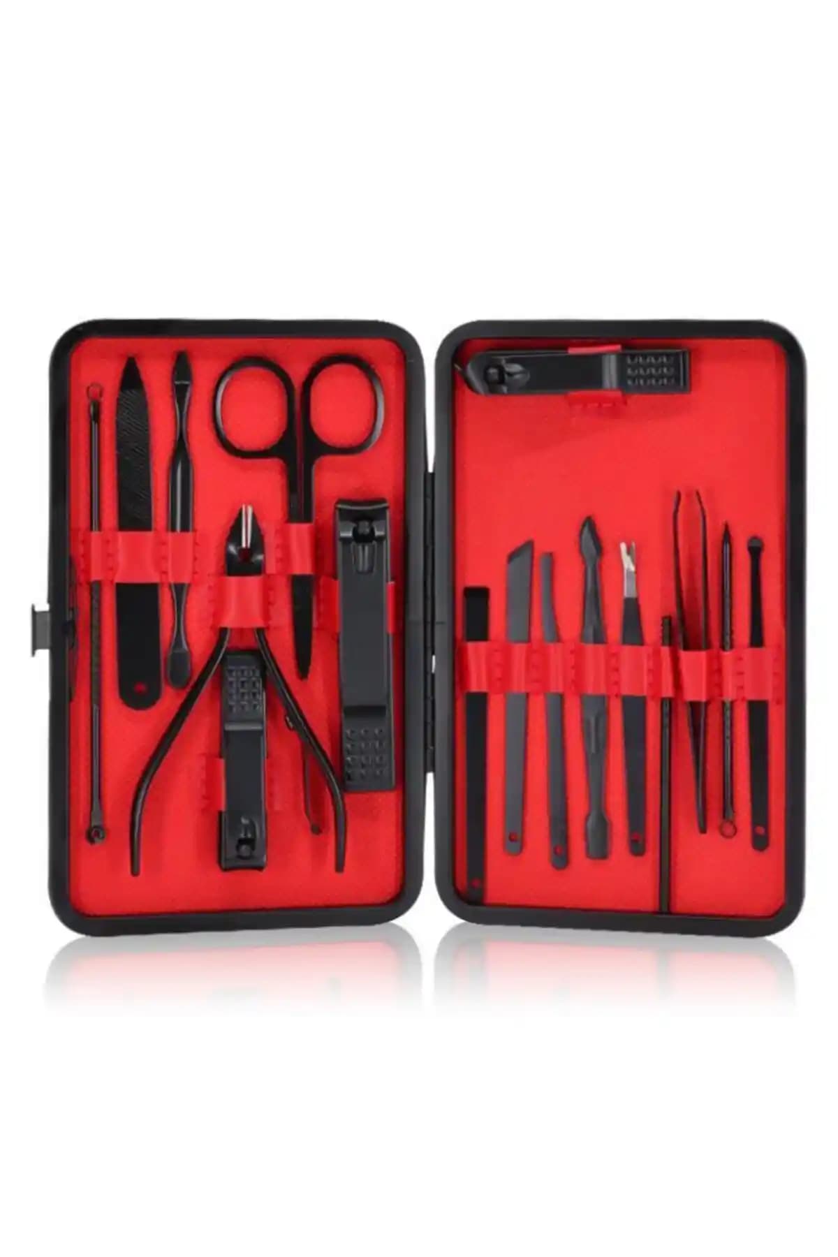 MUJGAN Siyah Deri Çantalı 17 Parça Manikür Seti ile Profesyonel Tırnak Bakımı