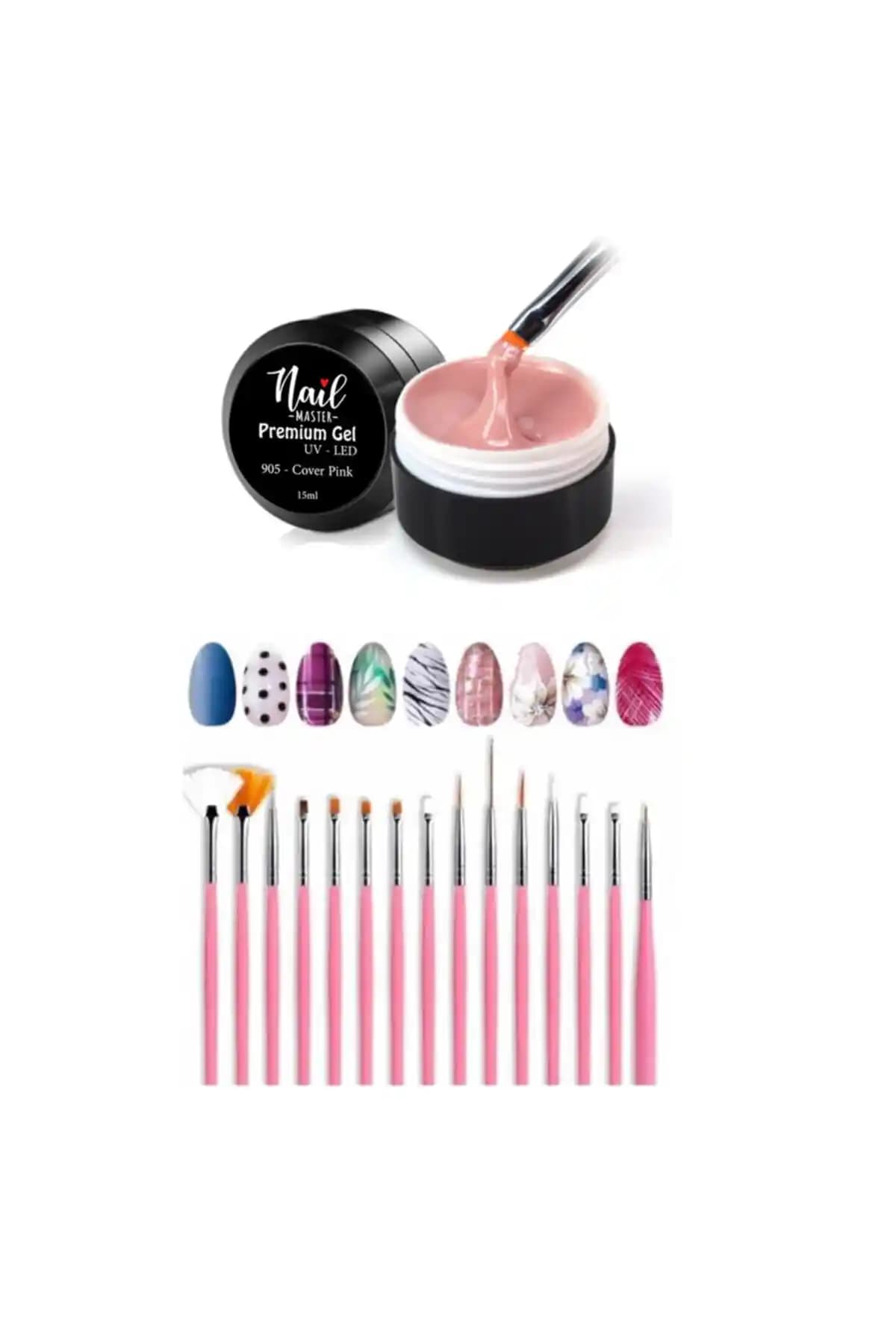 Nail Master Protez Tırnak Jeli 15ml ve Fırça Seti ile Profesyonel Tırnak Bakımı