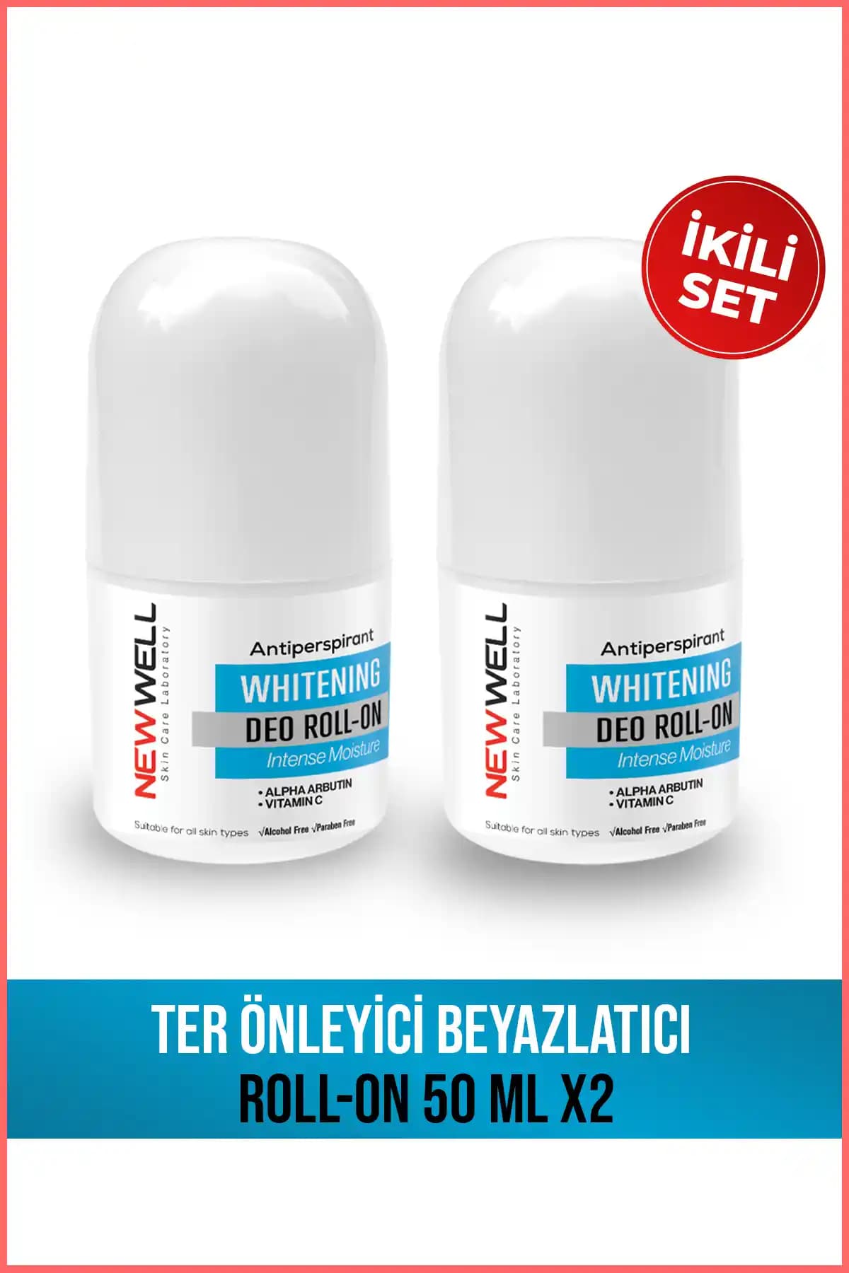 New Well 2 Adet Ter Önleyici Beyazlatıcı Roll-On ile Günlük Ferahlık ve Cilt Beyazlatma