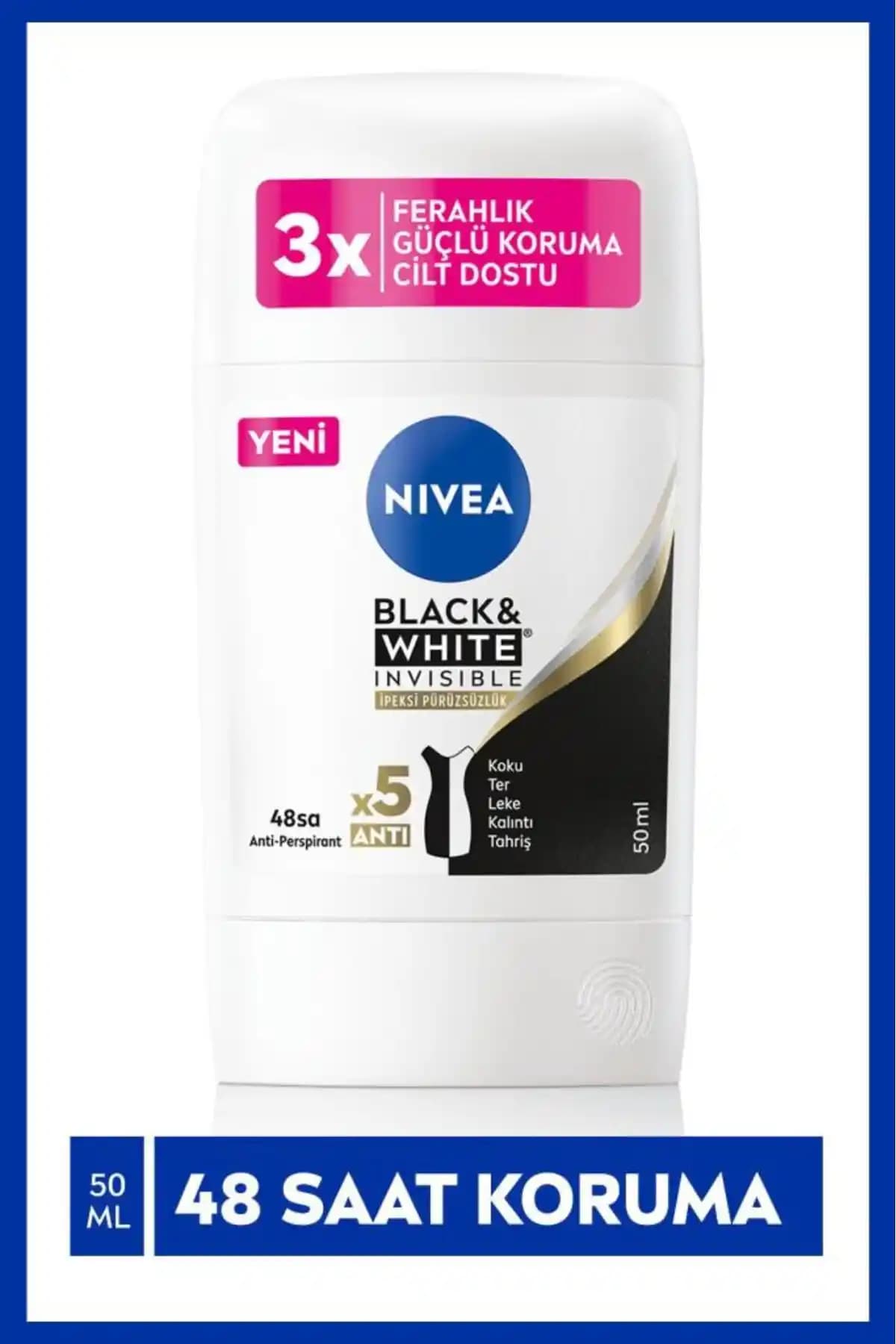 NIVEA Kadın Stick Deodorant Black&White Invisible ile Günlük Güvenlik ve Koruma