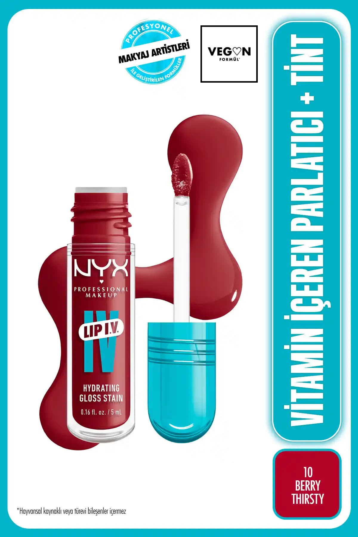 NYX LIP I.V. Vitamin İçeren Parlatıcı ve Tint Ürünü ile Dudaklarda Doğal ve Sağlıklı Görünüm