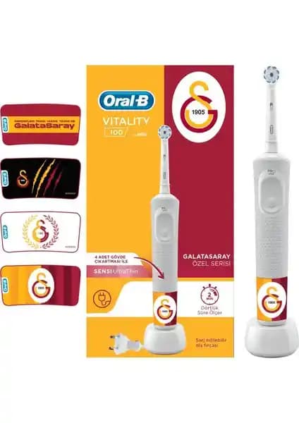 Oral-B D100 Vitality Galatasaray Özel Seri Şarjlı Diş Fırçası Günlük Temizlik ve Kişisel Tarz İçin