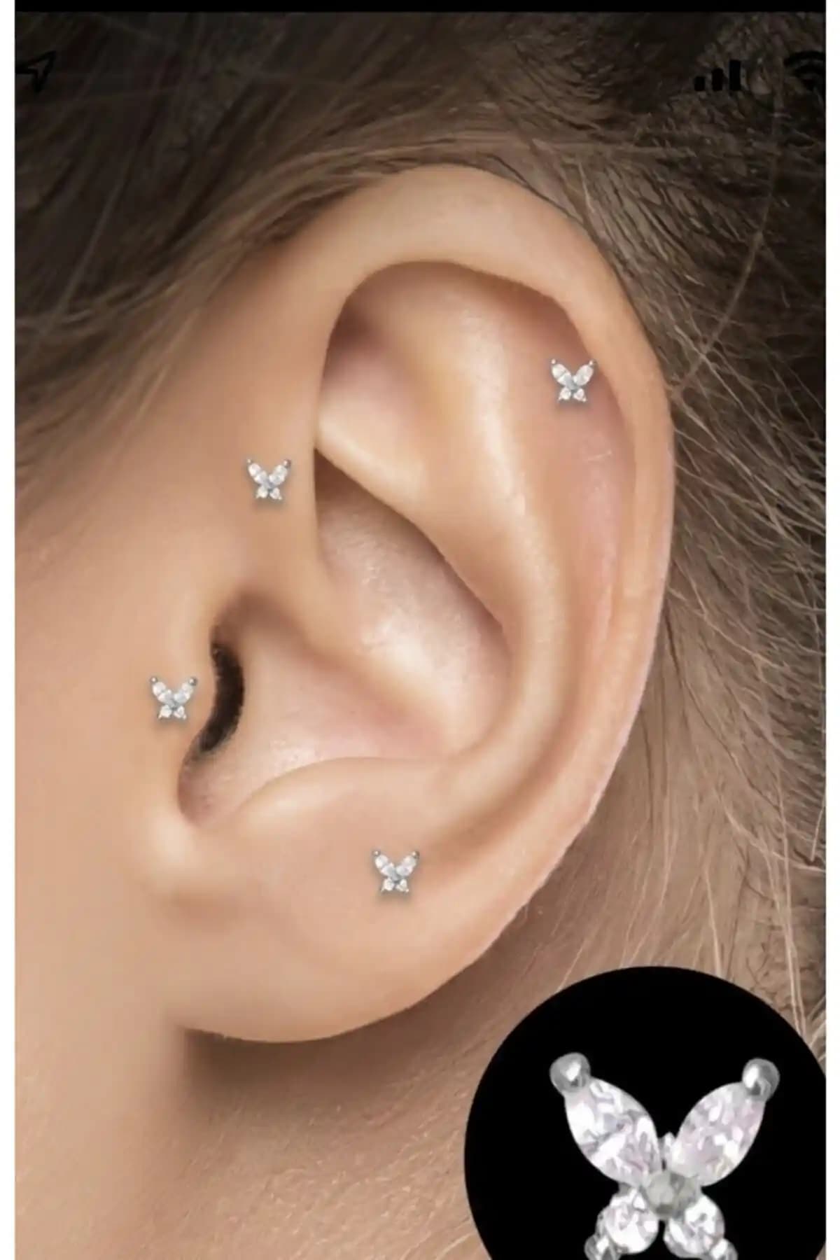 Paslanmaz Çelik Kelebek Figürlü Helix Tragus Piercing ile Stilinizde Şıklık ve Dayanıklılık
