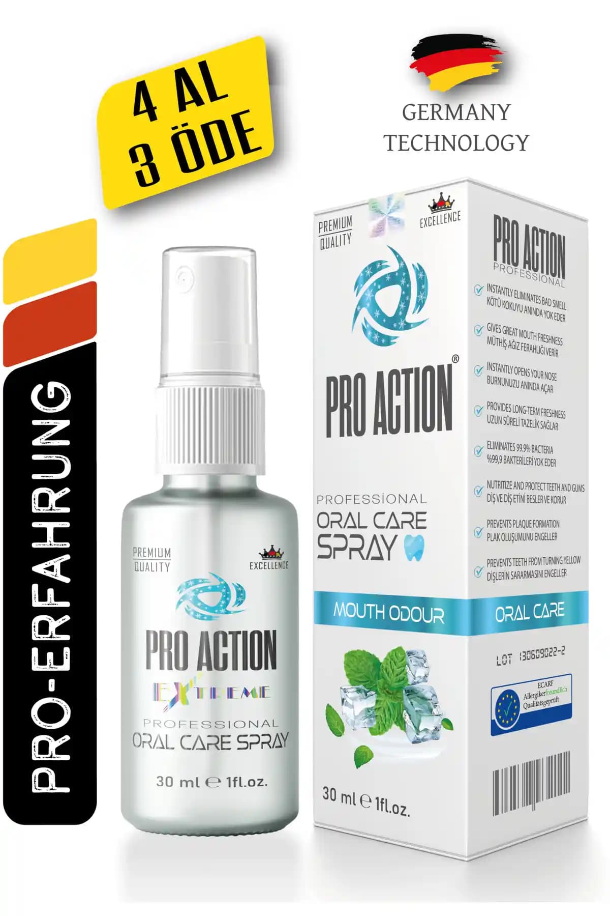 Pro Action Ağız Spreyi: Günlük Kullanım İçin Ferahlatıcı ve Güvenli Ağız Bakım Ürünü