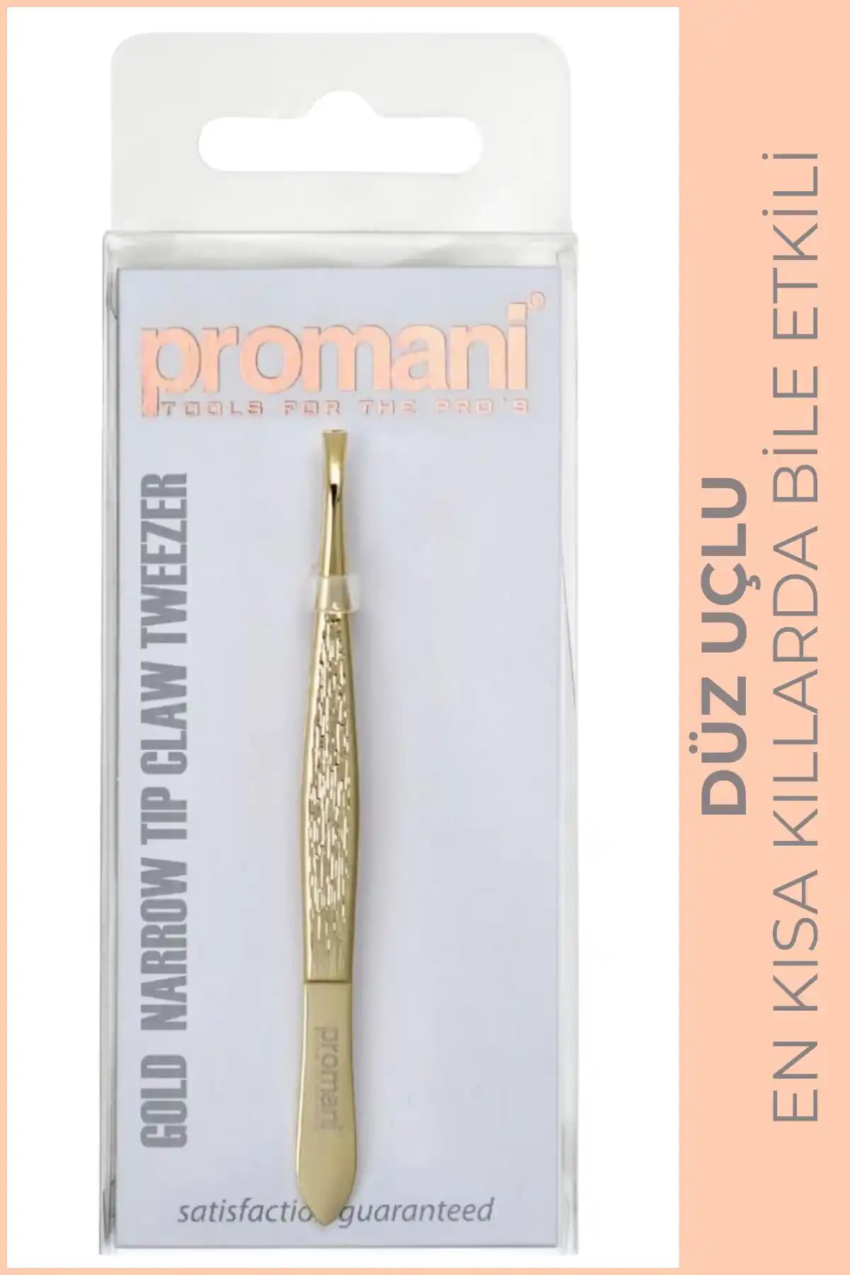 Promani Pr-919 Altın Düz İnce Uçlu Cımbız ile Hassas Kaş Şekillendirme ve Bakım
