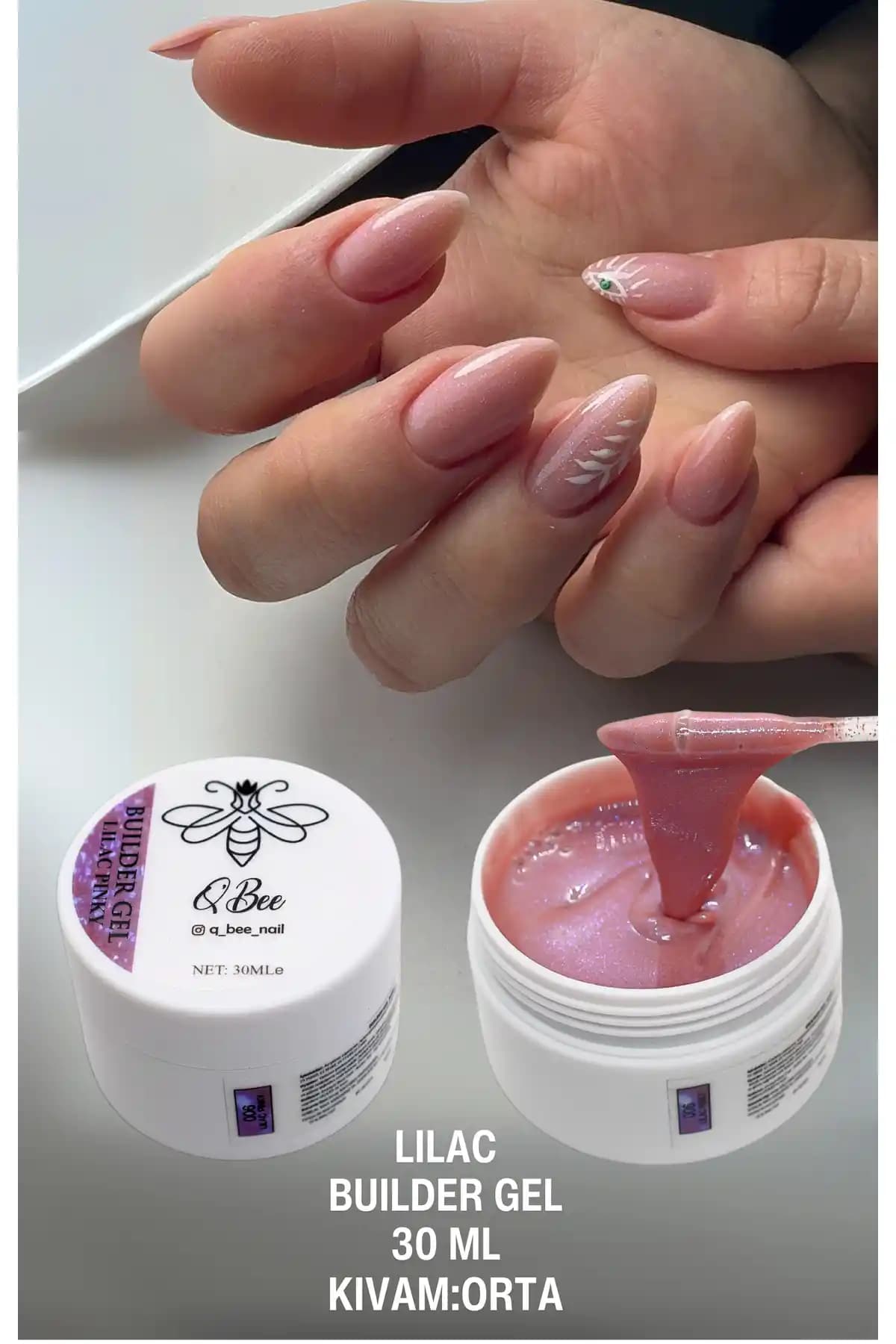 QBEE PROFESSIONAL 30ml Protez Tırnak Jeli Builder Gel Lilac Pinky Günlük ve Profesyonel Kullanım İçin
