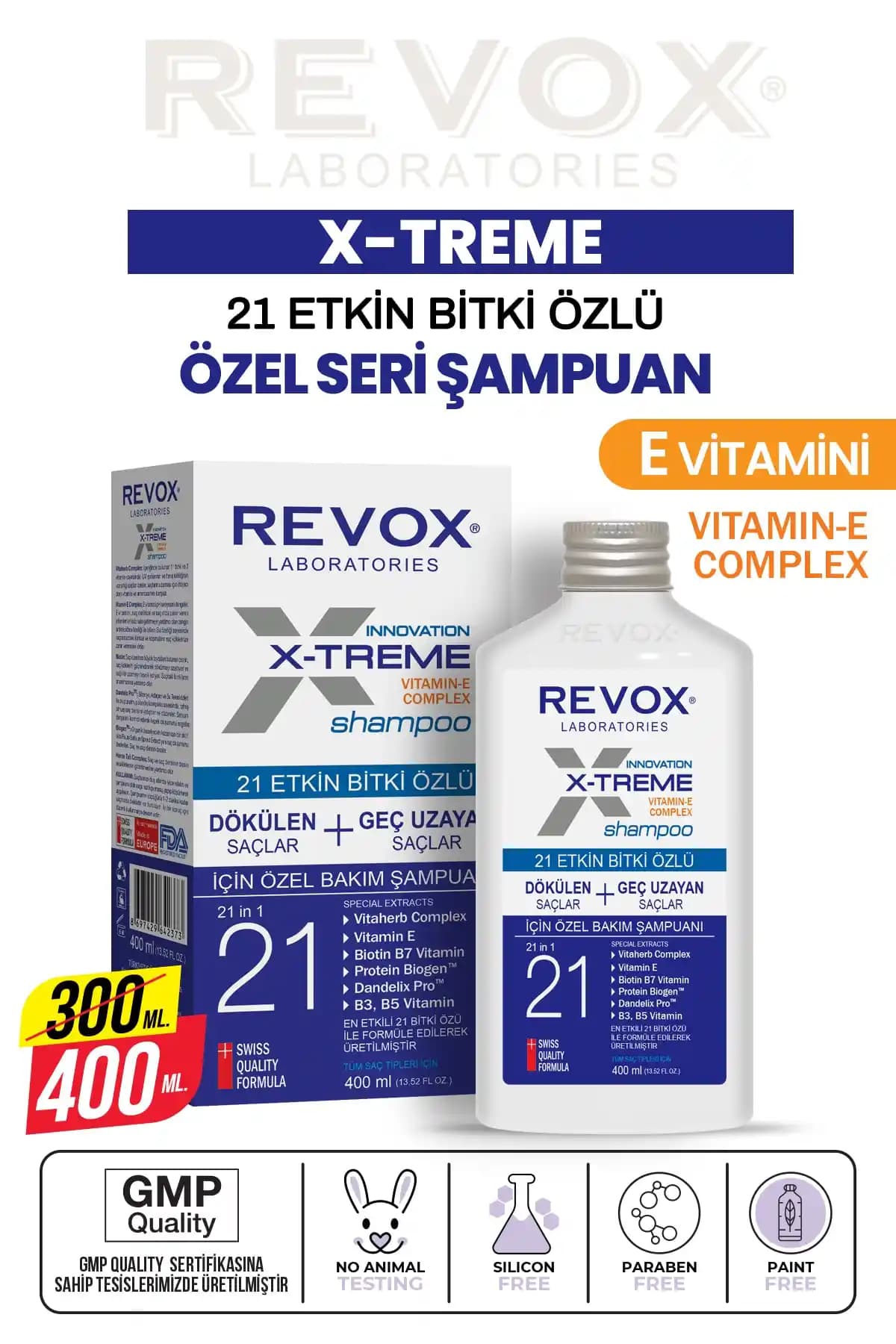Revox X-treme E Vitamini Katkılı Saç Şampuanı Saç Dökülmesine Karşı Etkili ve Sağlıklı Uzama Destekçisi