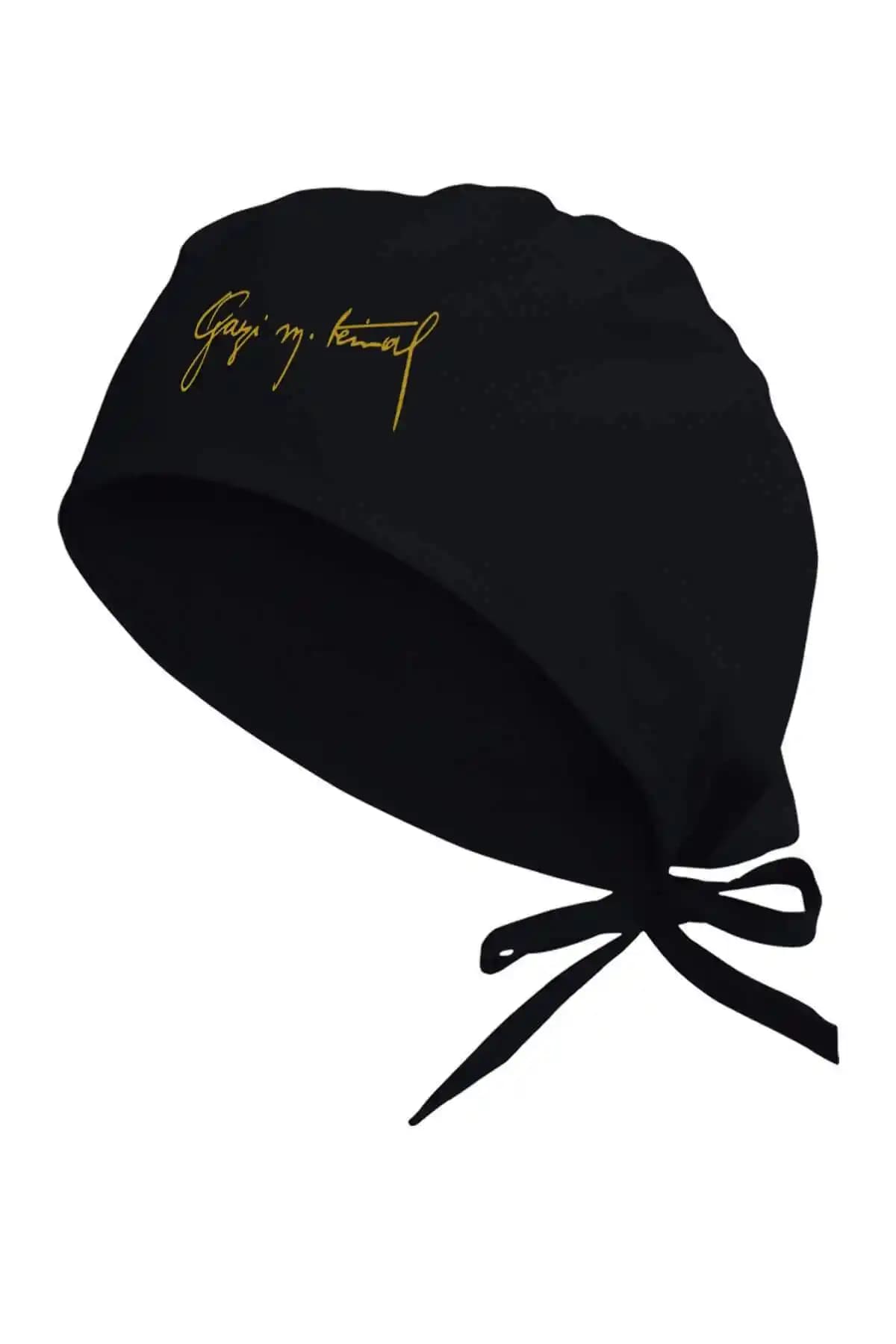 Sağlık Profesyonelleri İçin Şık ve Dayanıklı Atatürk Baskılı Cerrahi Bone Siyah