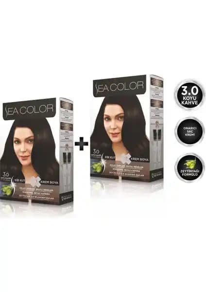 Sea Color 3.0 Koyu Kahve 2'li Set ile Doğal ve Kalıcı Saç Renkleri Yaratın