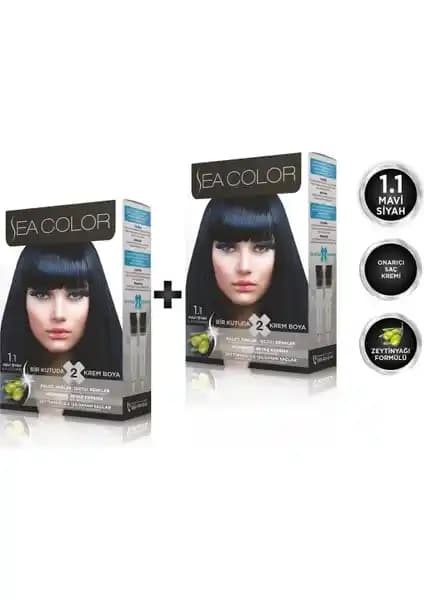 Sea Color Mavi Siyah 2'li Set Boya: Kalıcı ve Doğal Görünüm Sağlayan Saç Boyası