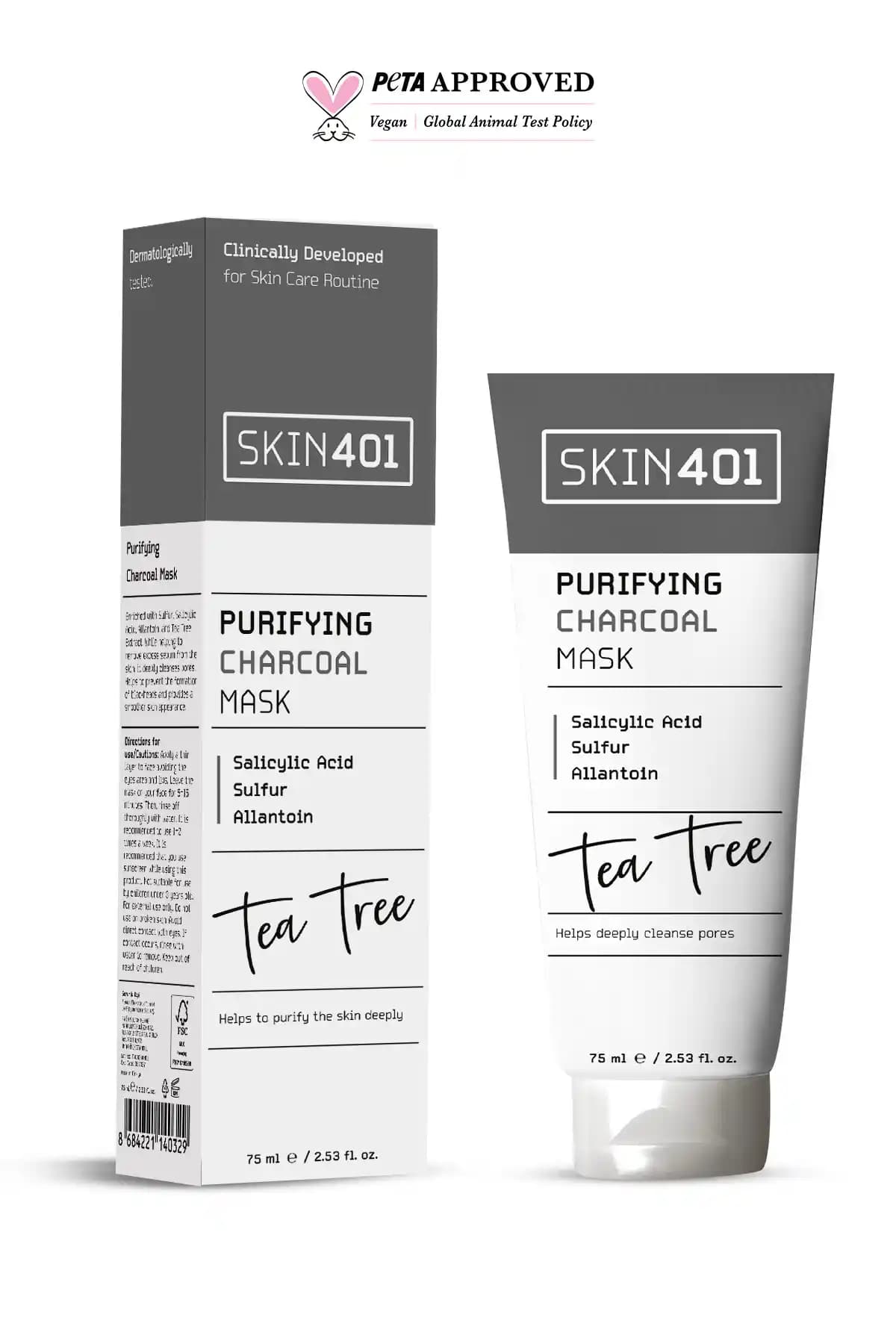 Skin401 Arındırıcı Salisilik Asit, Sülfür ve Kömür Maskesi ile Gözenekleri Temizleyin