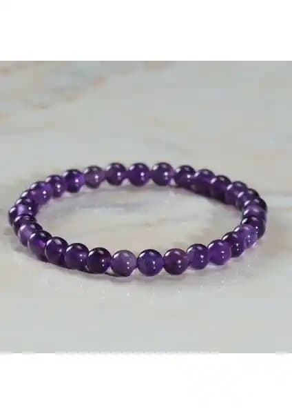 Ssilhoutte Doğal Ametist Taşlı Unisex Bileklik Sertifikalı ve Ömür Boyu Garantili