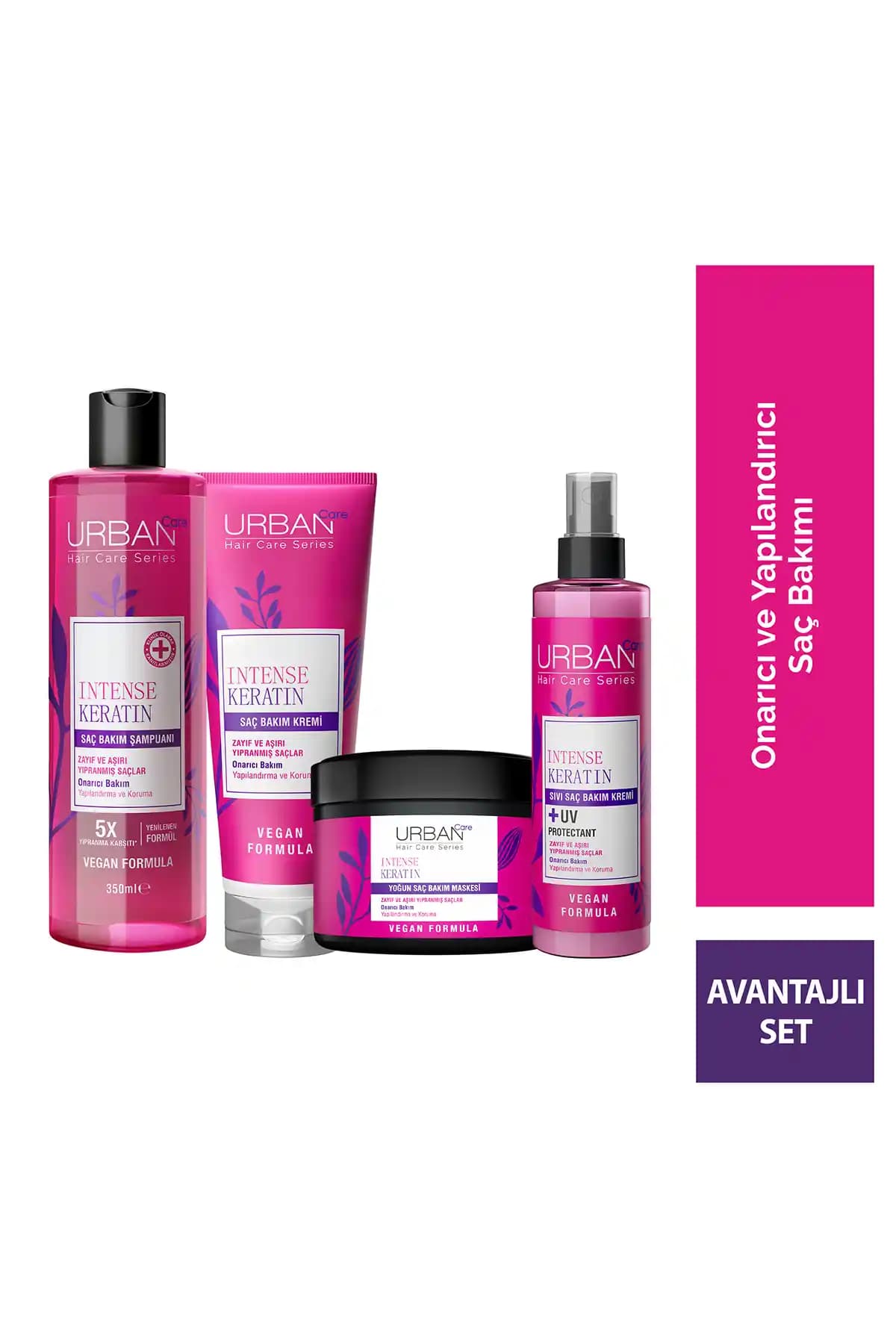 Urban Care Intense & Keratin Saç Bakım Seti Yoğun Onarım ve Güçlendirme İçin Uygun