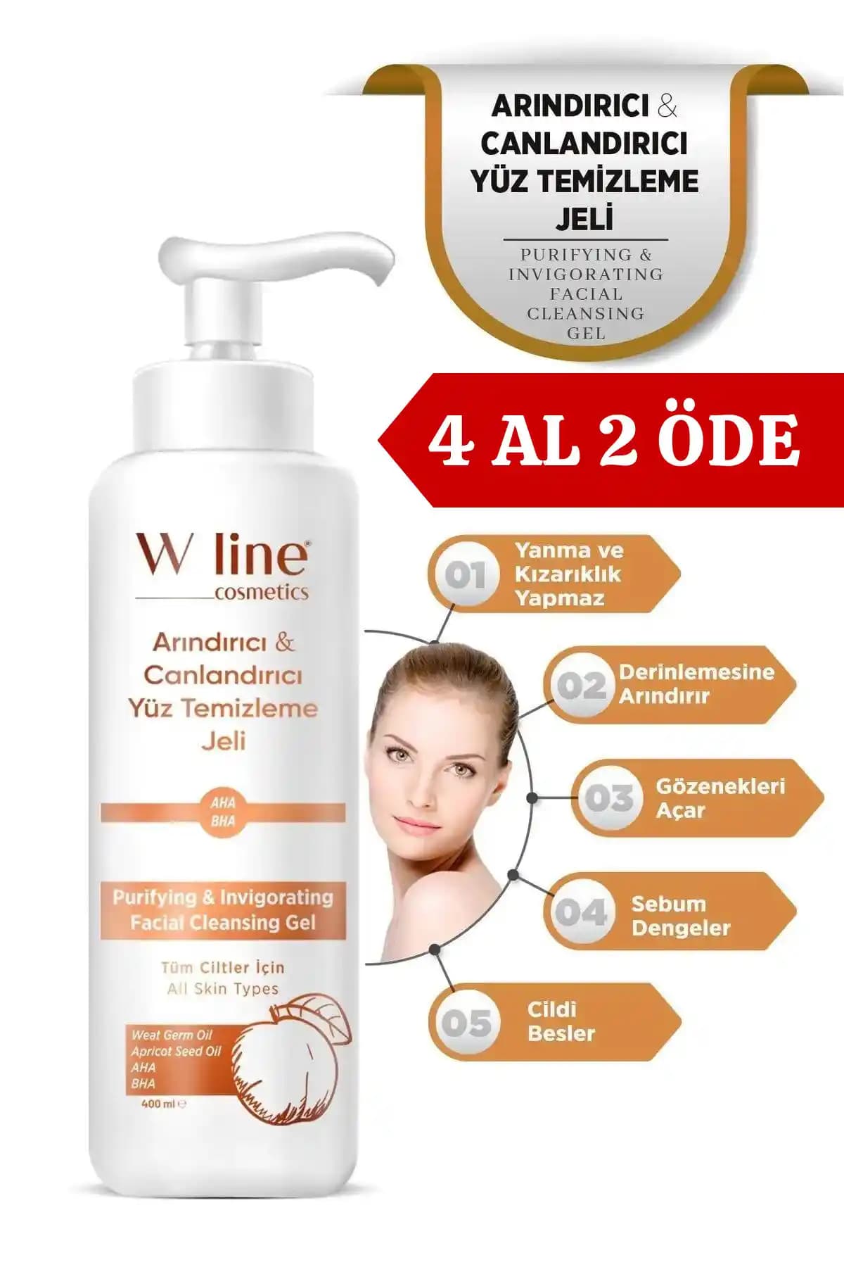 Wline Gözenekleri Derinlemesine Arınan Yüz Yıkama Jeli Cilt Temizliği ve Bakımı İçin