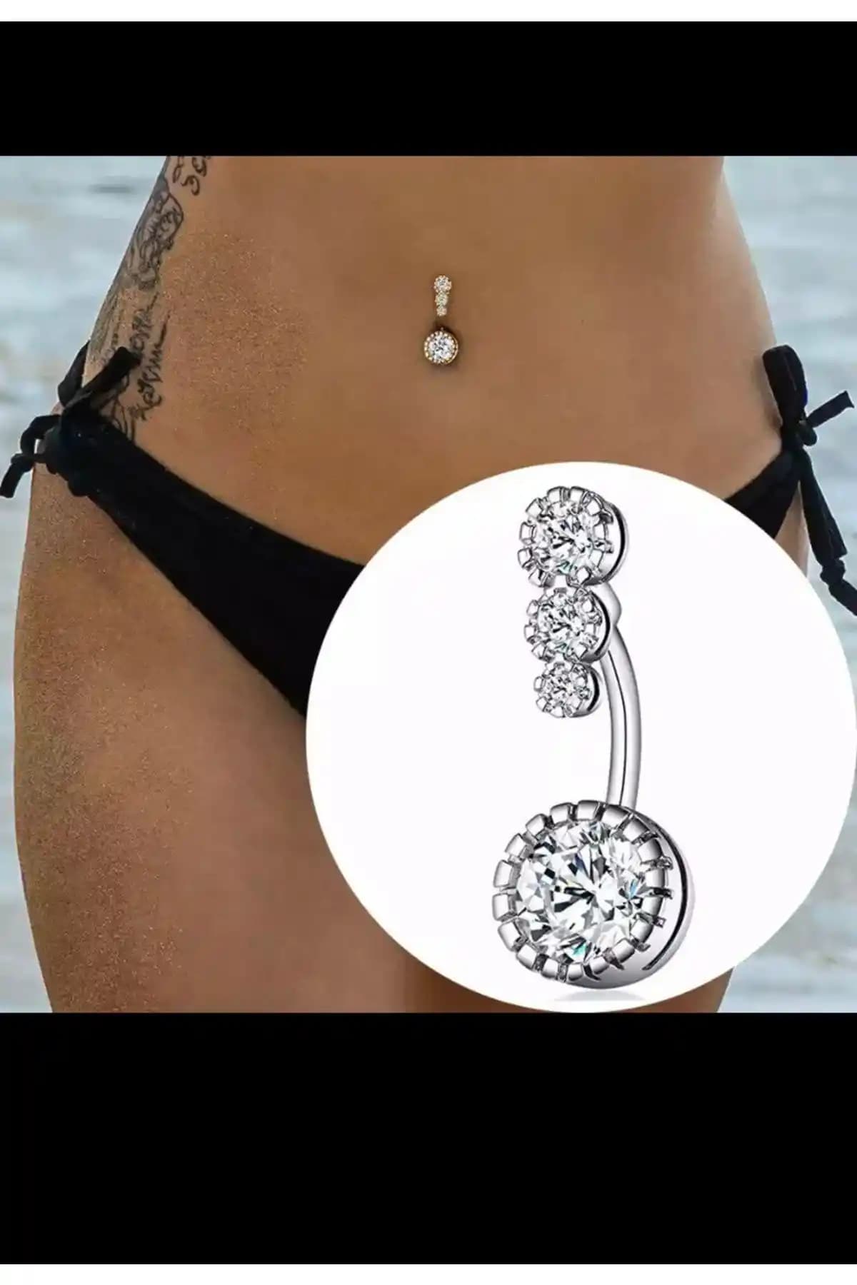 Arescollection Cerrahi Çelik Zirkon Taşlı Gümüş Renk Göbek Piercingi İncelemesi