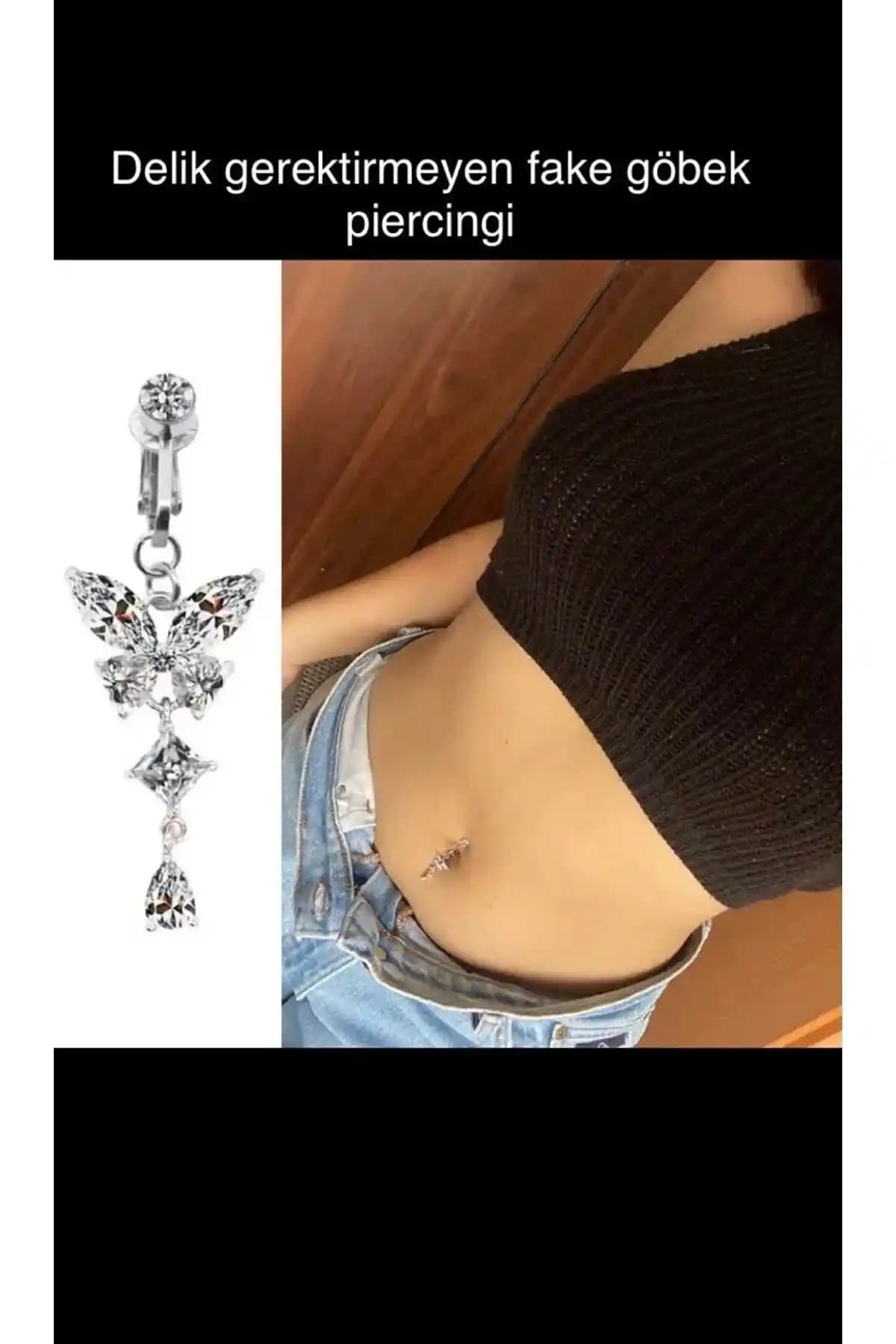 Arescollection Sahte Göbek Piercingi Klipsli ve Deliksiz Tasarım Özellikleri