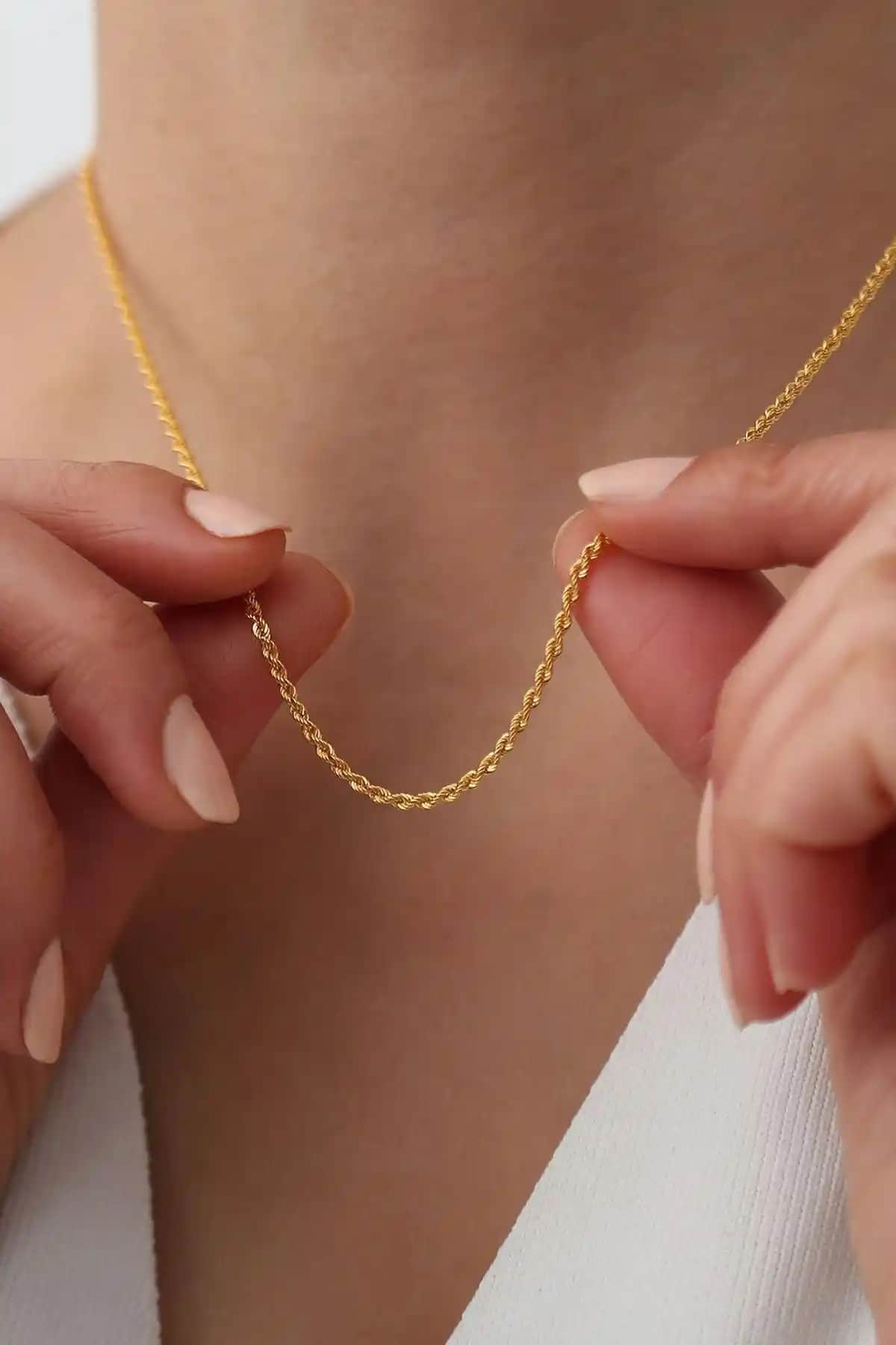 Bayar Gold 14 Ayar Altın Burgu Zincir Kolye Günlük Kullanım İçin Şık Takı Seçeneği