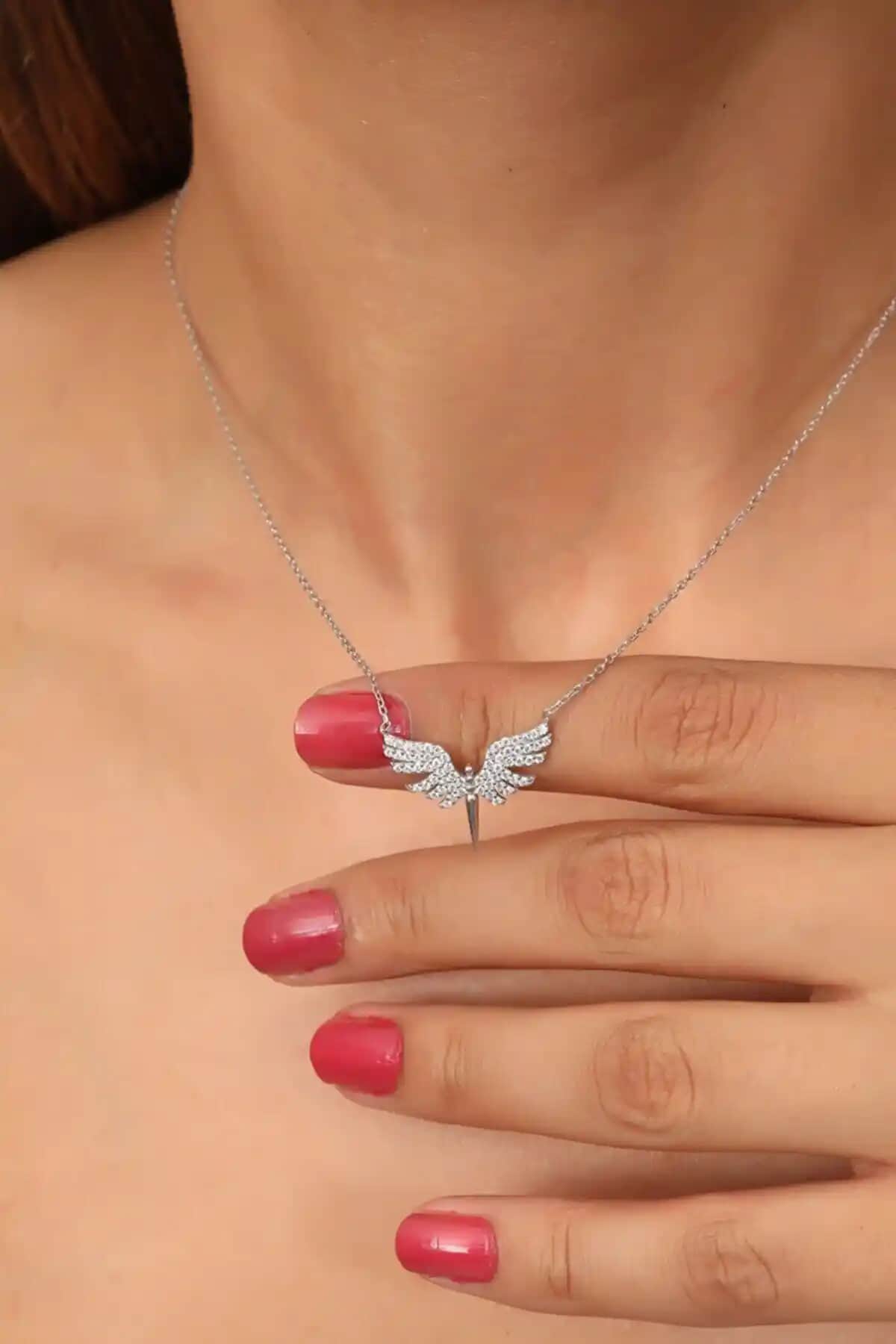 Bilsen Store Kadın Gümüş Doğal Taşlı Zarif Kolye 925 Ayar Gümüş Malzeme ile