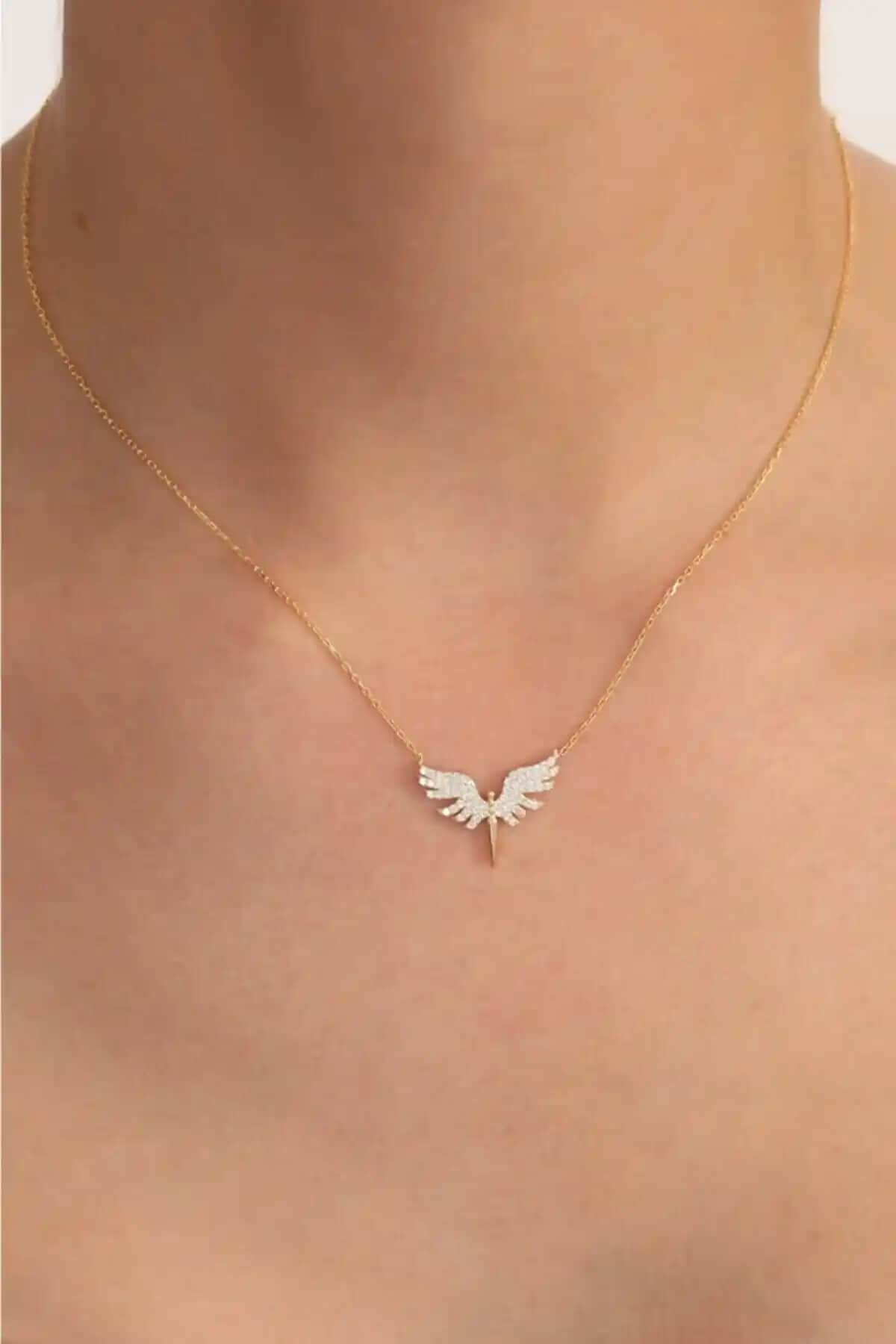 Bilsen Store Mikail Meleği Kolye 925 Ayar Gümüş ve Beyaz Zirkon Taşlı Şık Tasarım