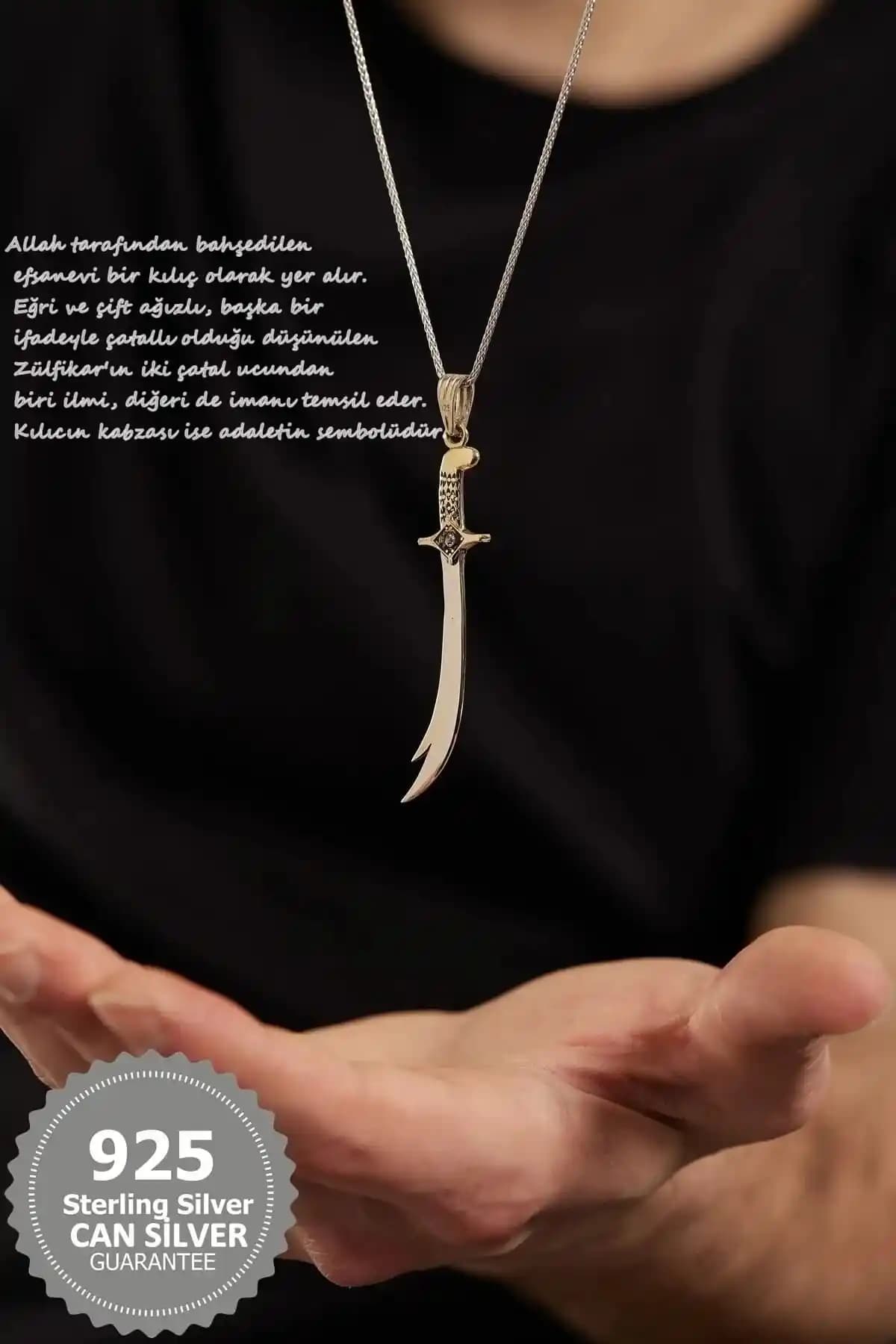 Can Silver 925 Ayar Gümüş Reis Zülfikar Kolyesi: Zarif ve Çok Yönlü Tasarım